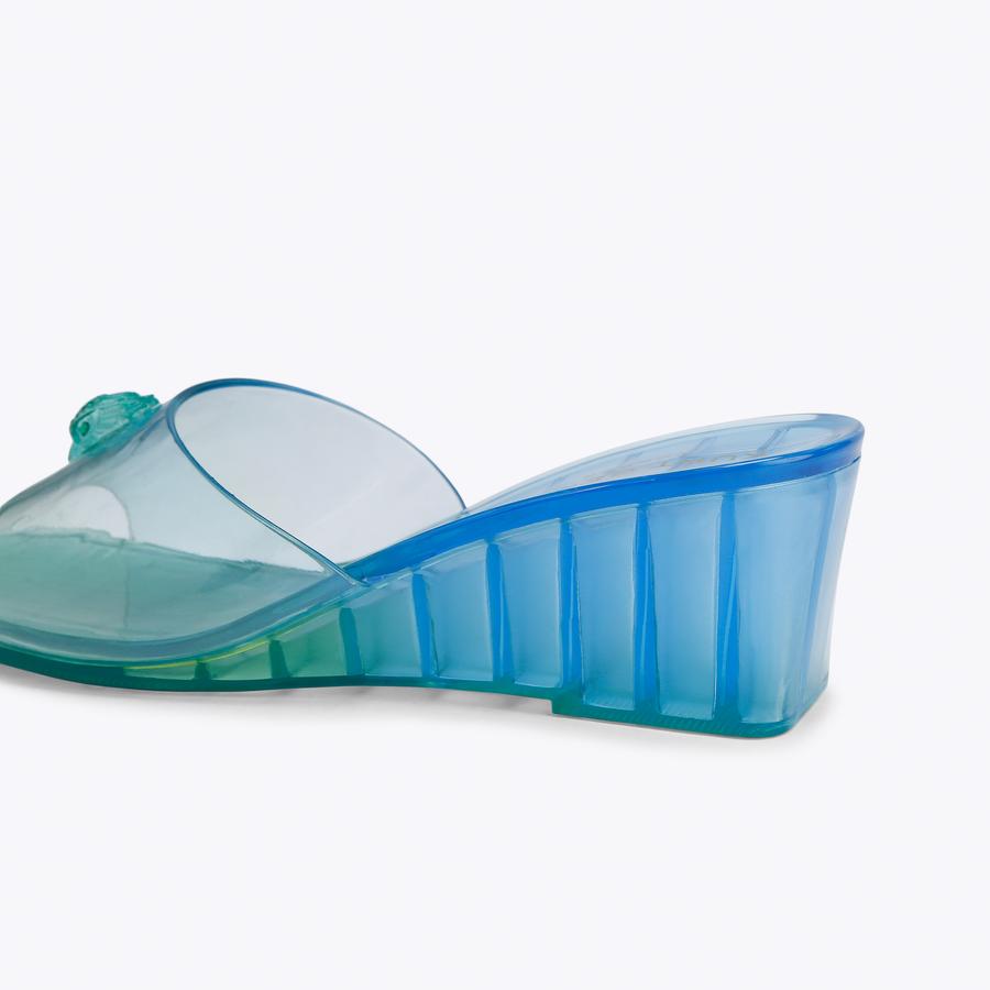 MADDISON WEDGE MULE Blue Perspex Wedge Mule by Kurt Geiger London