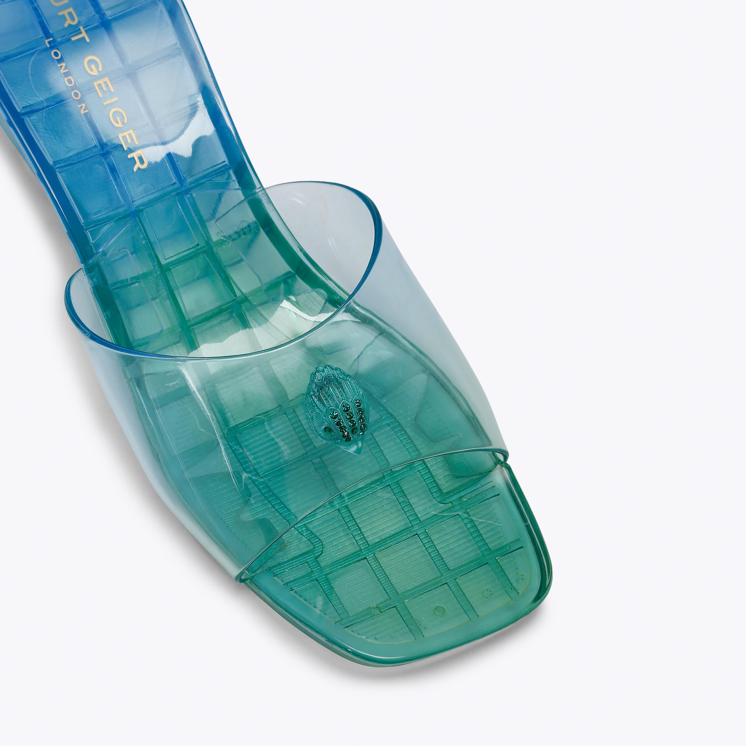 MADDISON WEDGE MULE Blue Perspex Wedge Mule by Kurt Geiger London