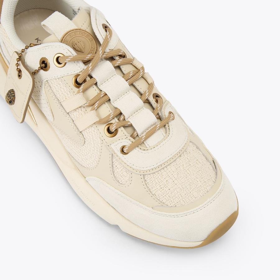 KURT RUNNER MENS Cream Fabric Sneaker by Kurt Geiger London display picture 1