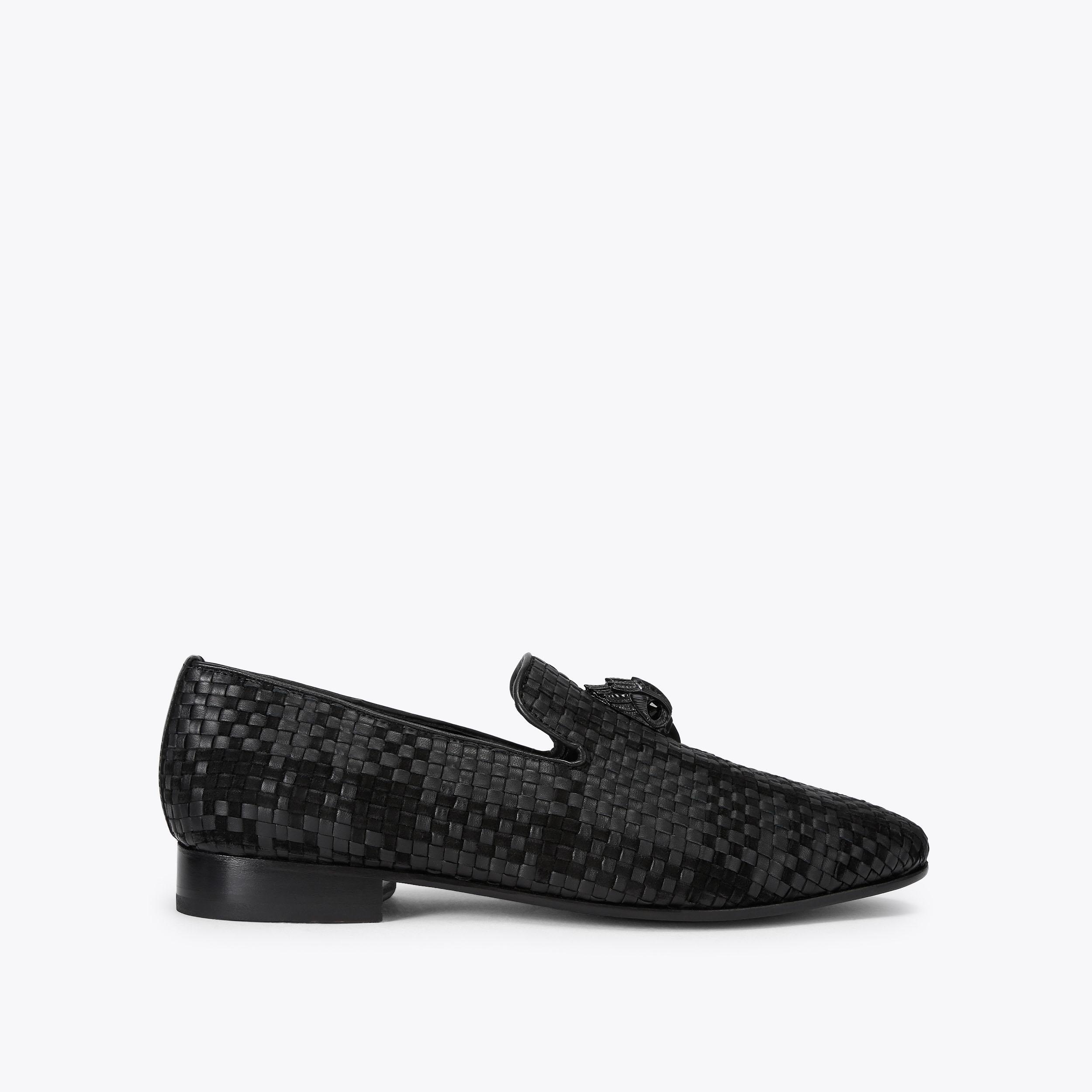 ACE STUD Black Leather Slip On Shoe by Kurt Geiger London