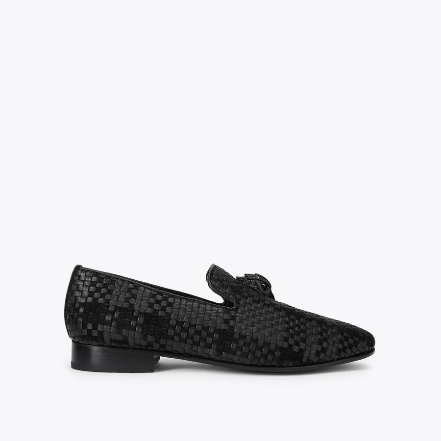 ACE STUD Black Leather Slip On Shoe by Kurt Geiger London