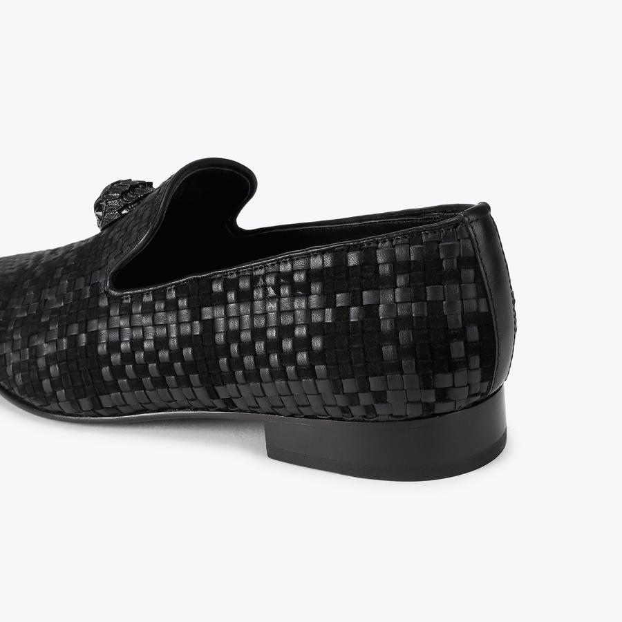 ACE STUD Black Leather Slip On Shoe by Kurt Geiger London