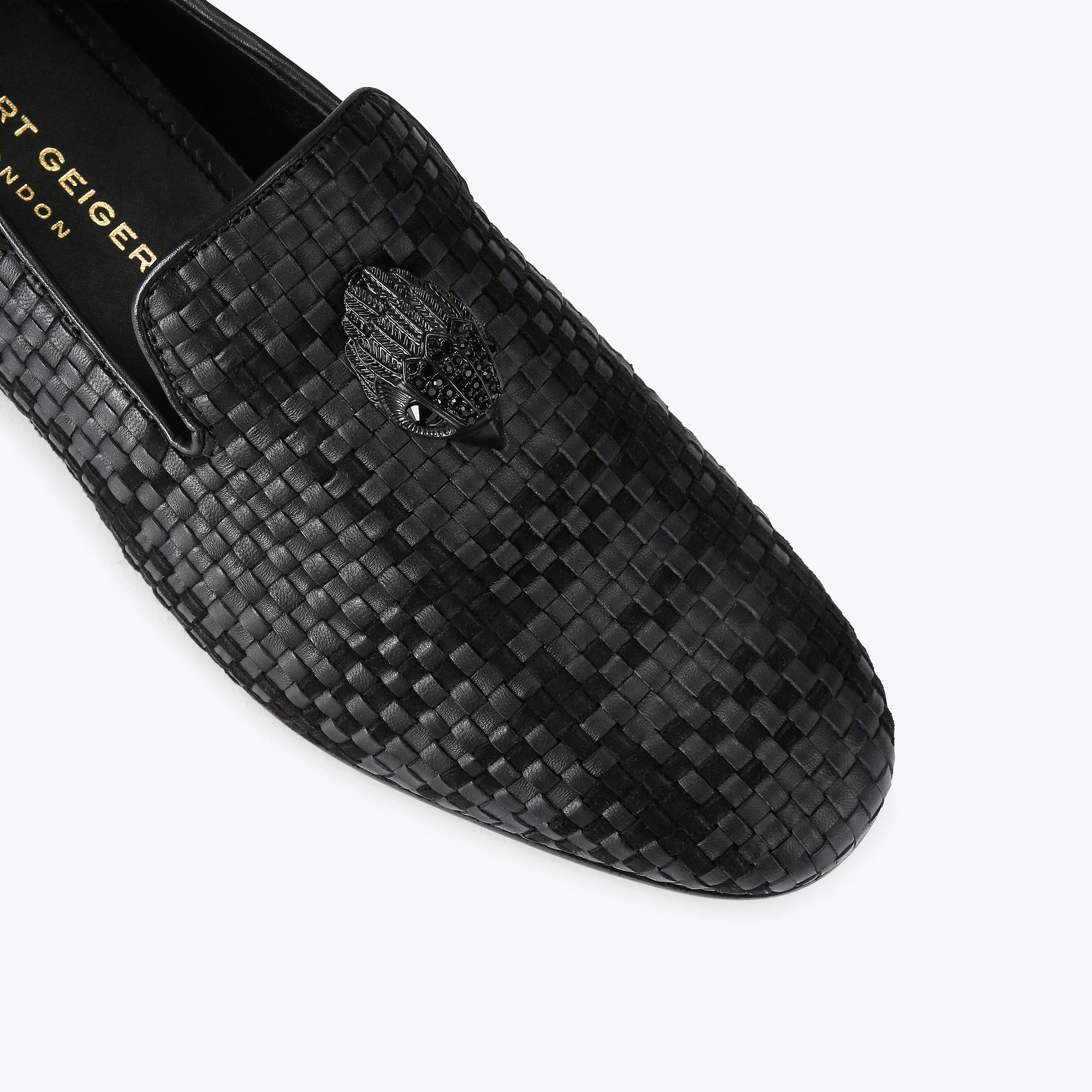 ACE STUD Black Leather Slip On Shoe by Kurt Geiger London
