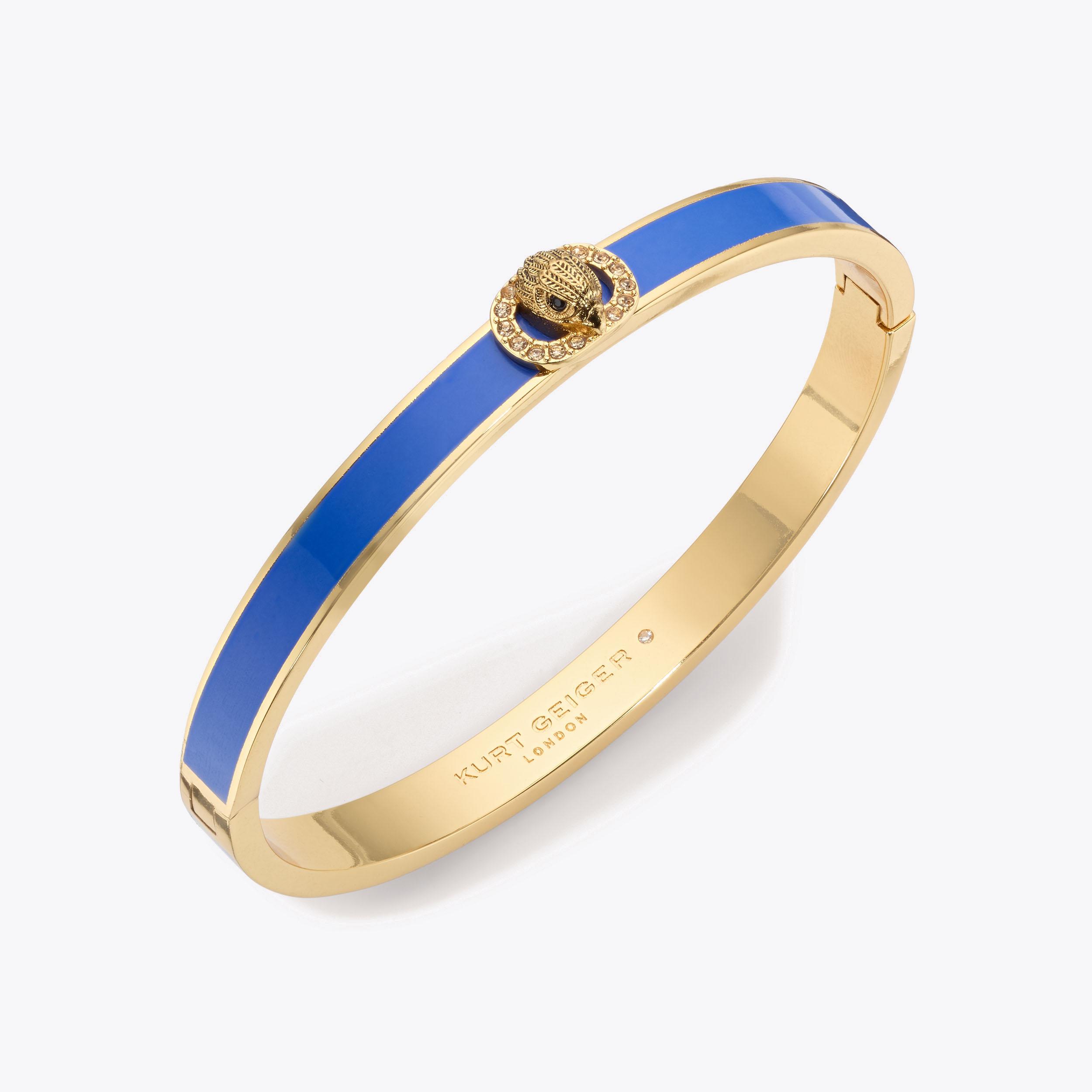CHELSEA BANGLE Blue Brass Bangle by Kurt Geiger London