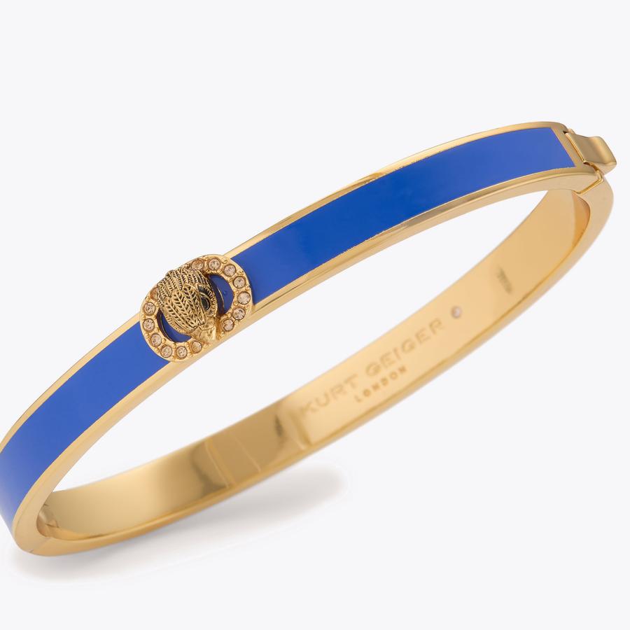 CHELSEA BANGLE Blue Brass Bangle by Kurt Geiger London