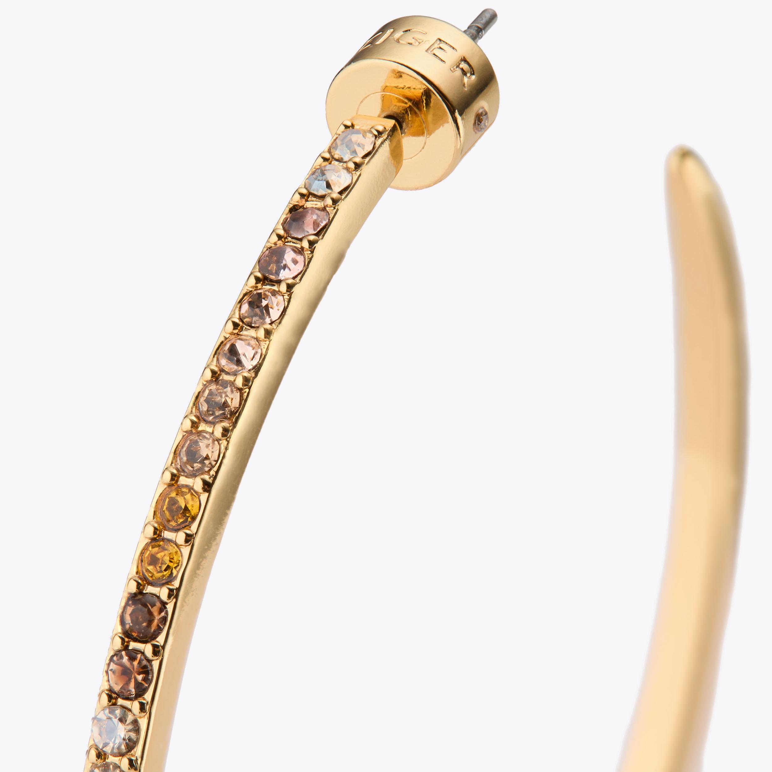 Kurt Geiger Tri-Row Crystal Hoop Earrings in Gold, Silver & Black LG CRYSTAL HOOPS Large Crystal Hoop Earrings by Kurt Geiger  main image 2