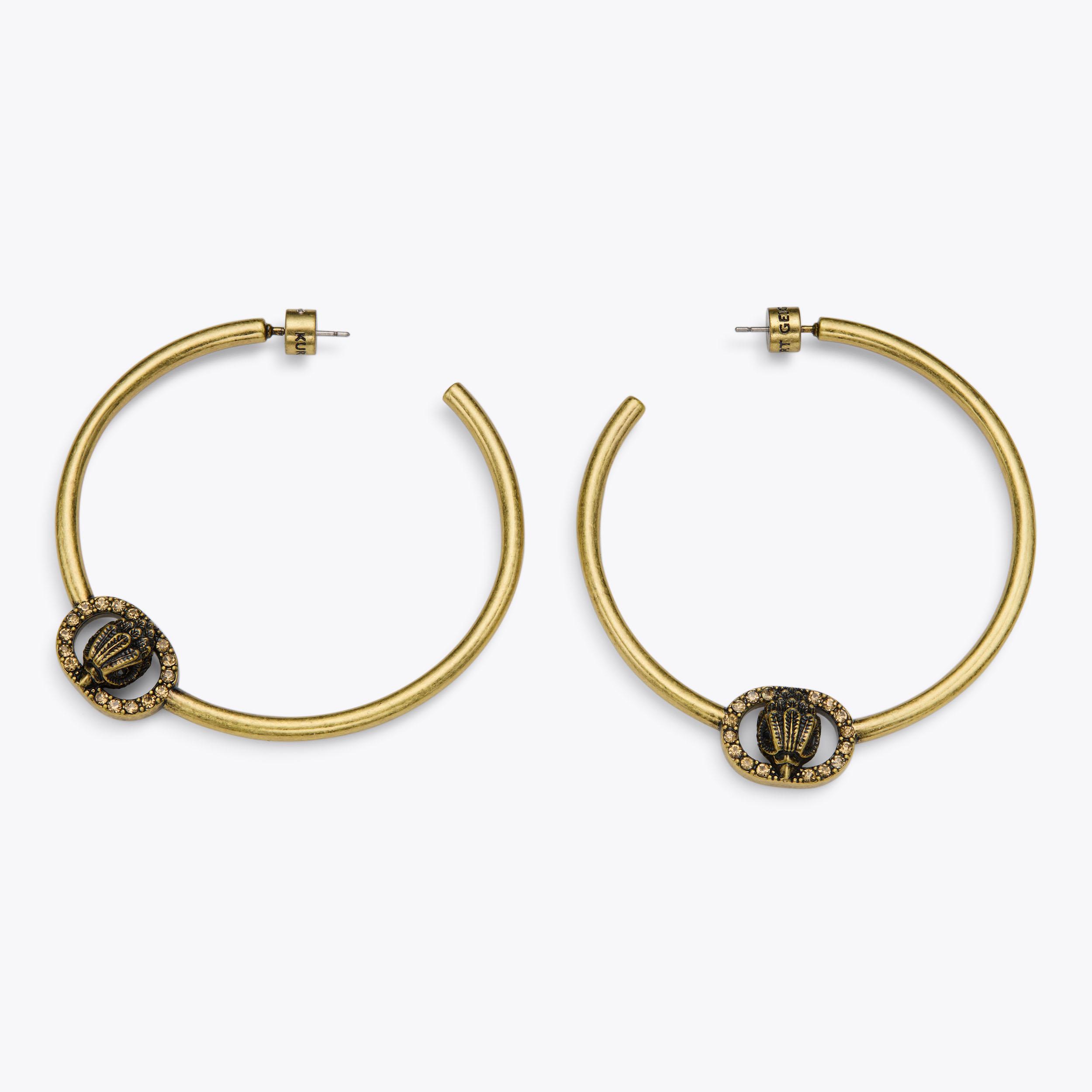 LG CHELSEA HOOPS Antiqued Brass Eagle Hoop Earrings by Kurt Geiger