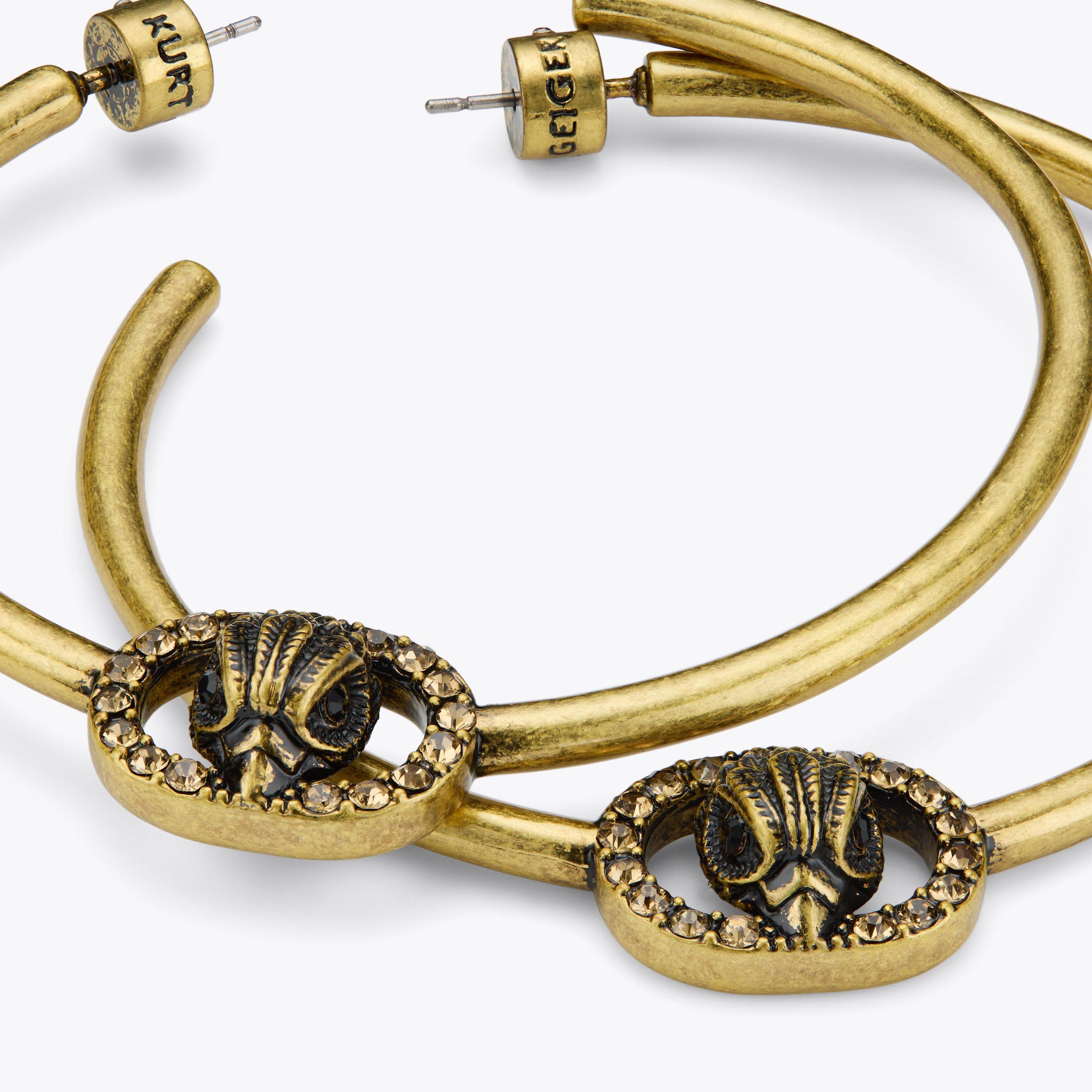 LG CHELSEA HOOPS Antiqued Brass Eagle Hoop Earrings by Kurt Geiger