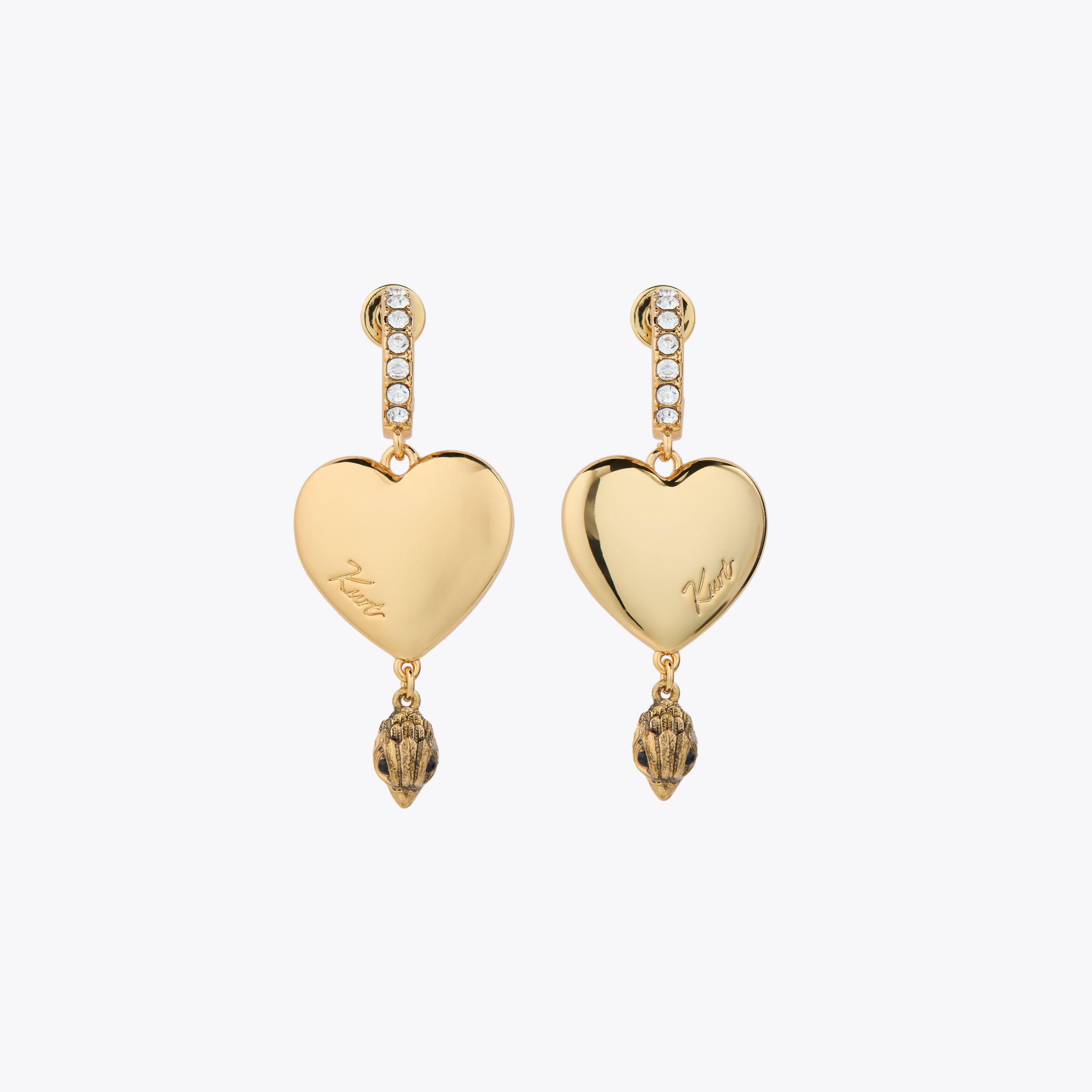 LG HEART HUGGIES Gold Heart Huggie Hoop by Kurt Geiger London