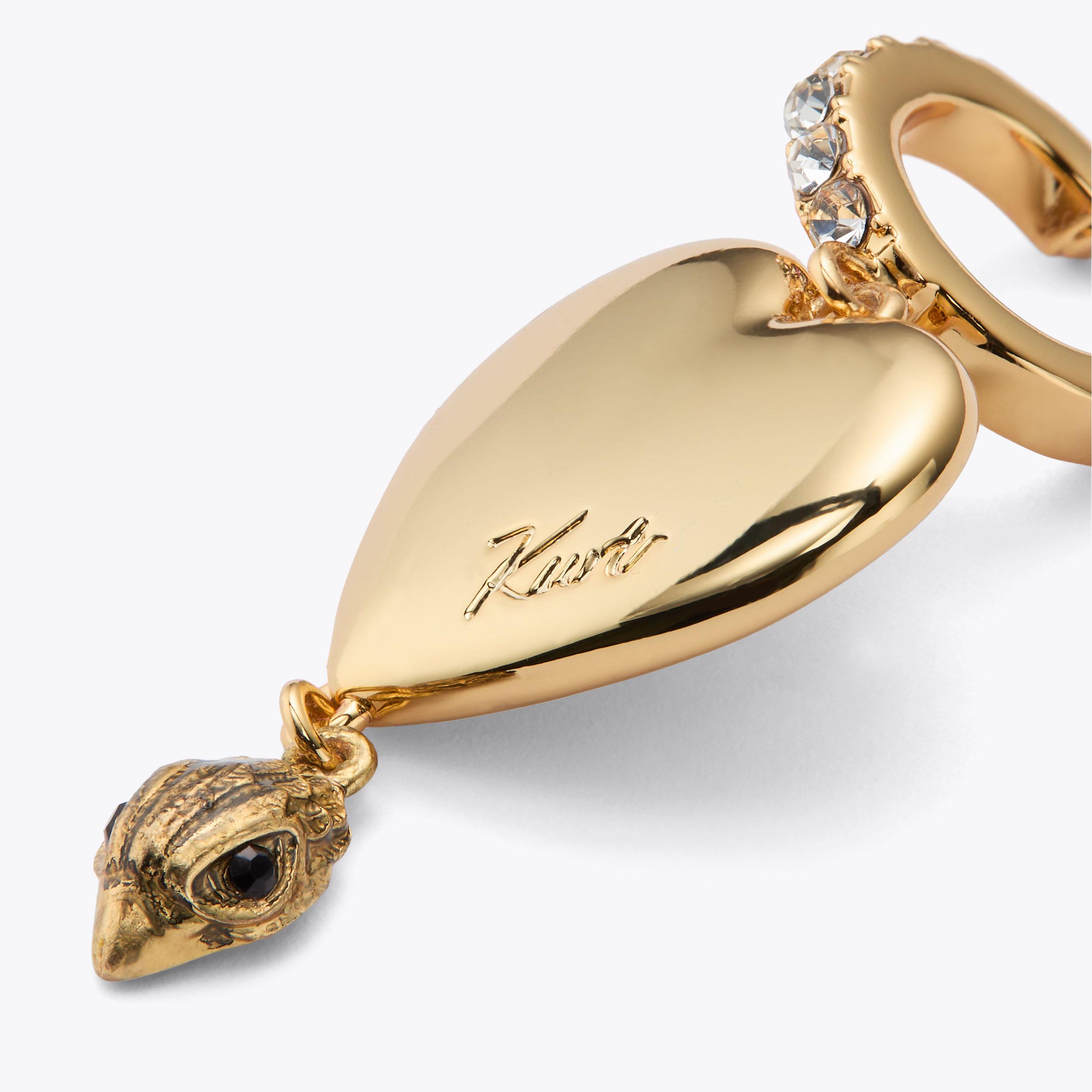 LG HEART HUGGIES Gold Heart Huggie Hoop by Kurt Geiger London