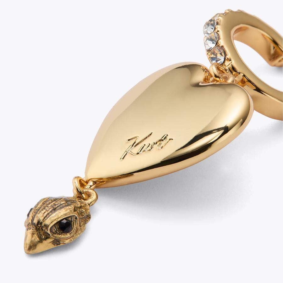 LG HEART HUGGIES Gold Heart Huggie Hoop by Kurt Geiger London