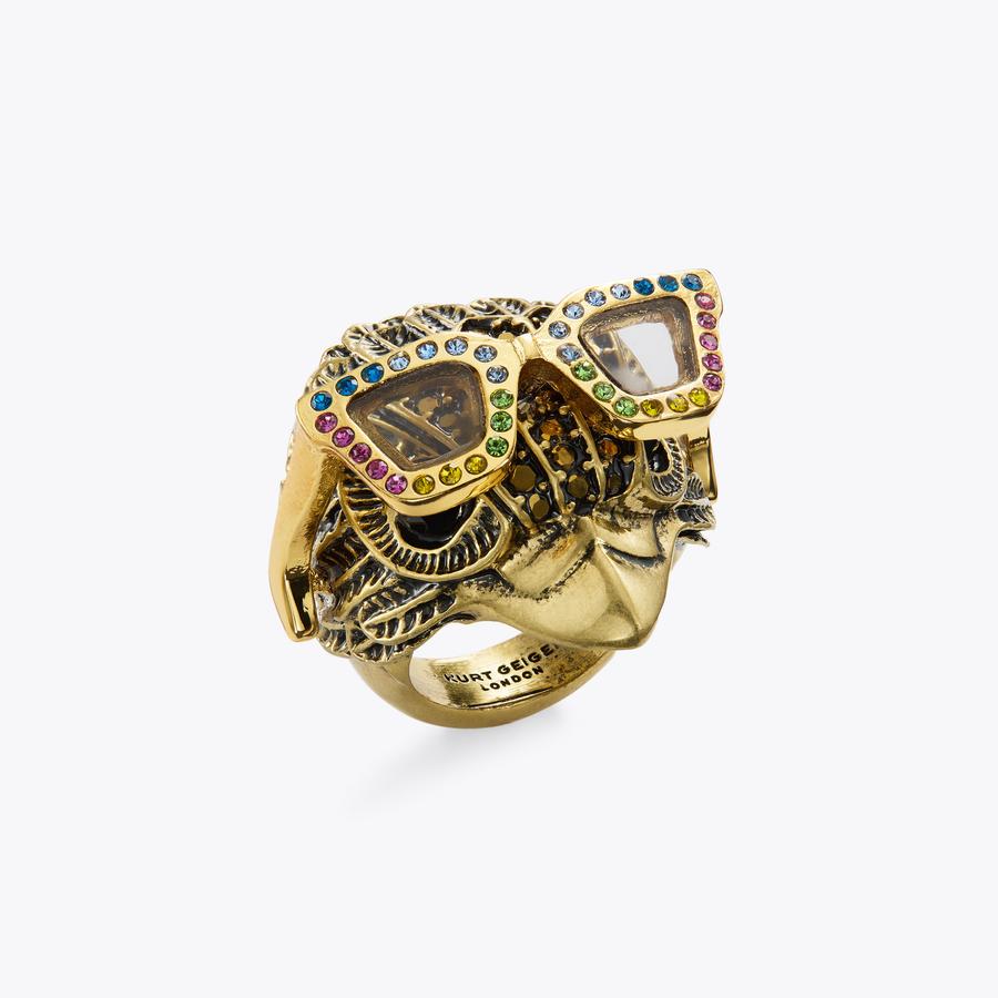 SUMMER EAGLE RING Antiqued Brass Eagle Head Ring by Kurt Geiger London
