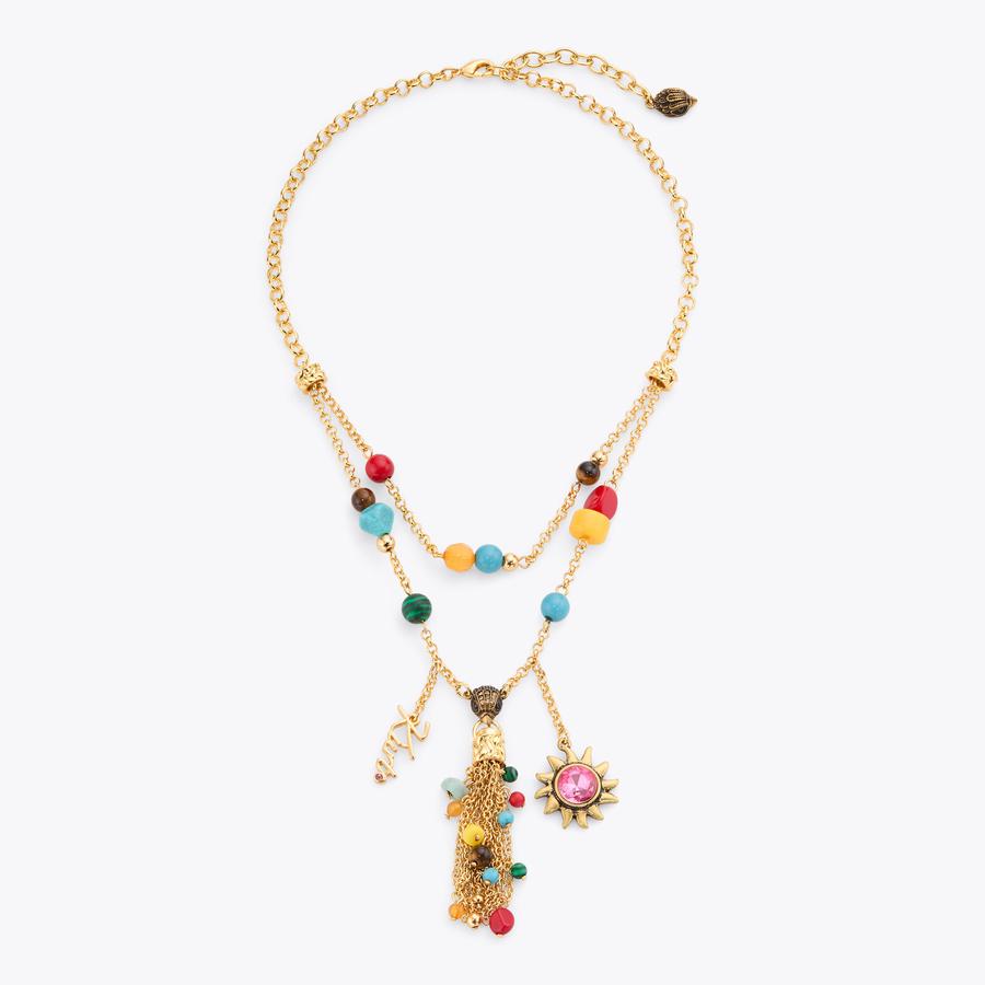EAGLE TASSEL NECKLACE Pink Crystal Tassel Necklace by Kurt Geiger