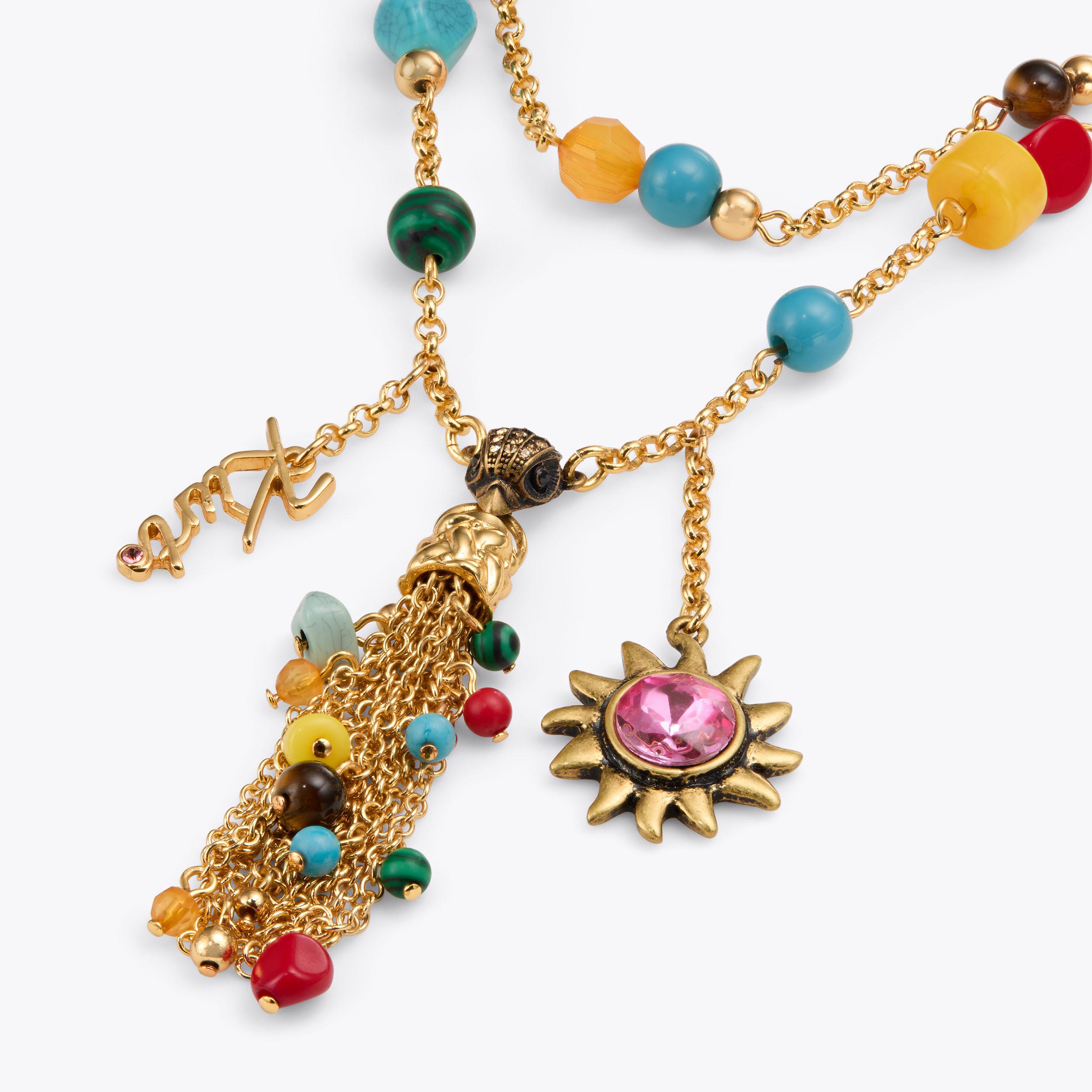 EAGLE TASSEL NECKLACE Pink Crystal Tassel Necklace by Kurt Geiger