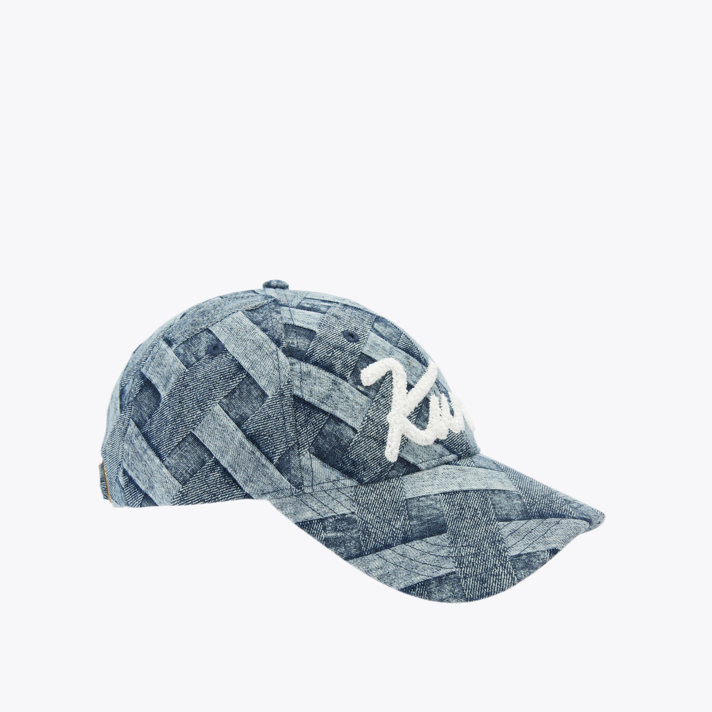 KURT EMBROIDERED CAP Blue Denim Weave Cap by Kurt Geiger London display picture 3