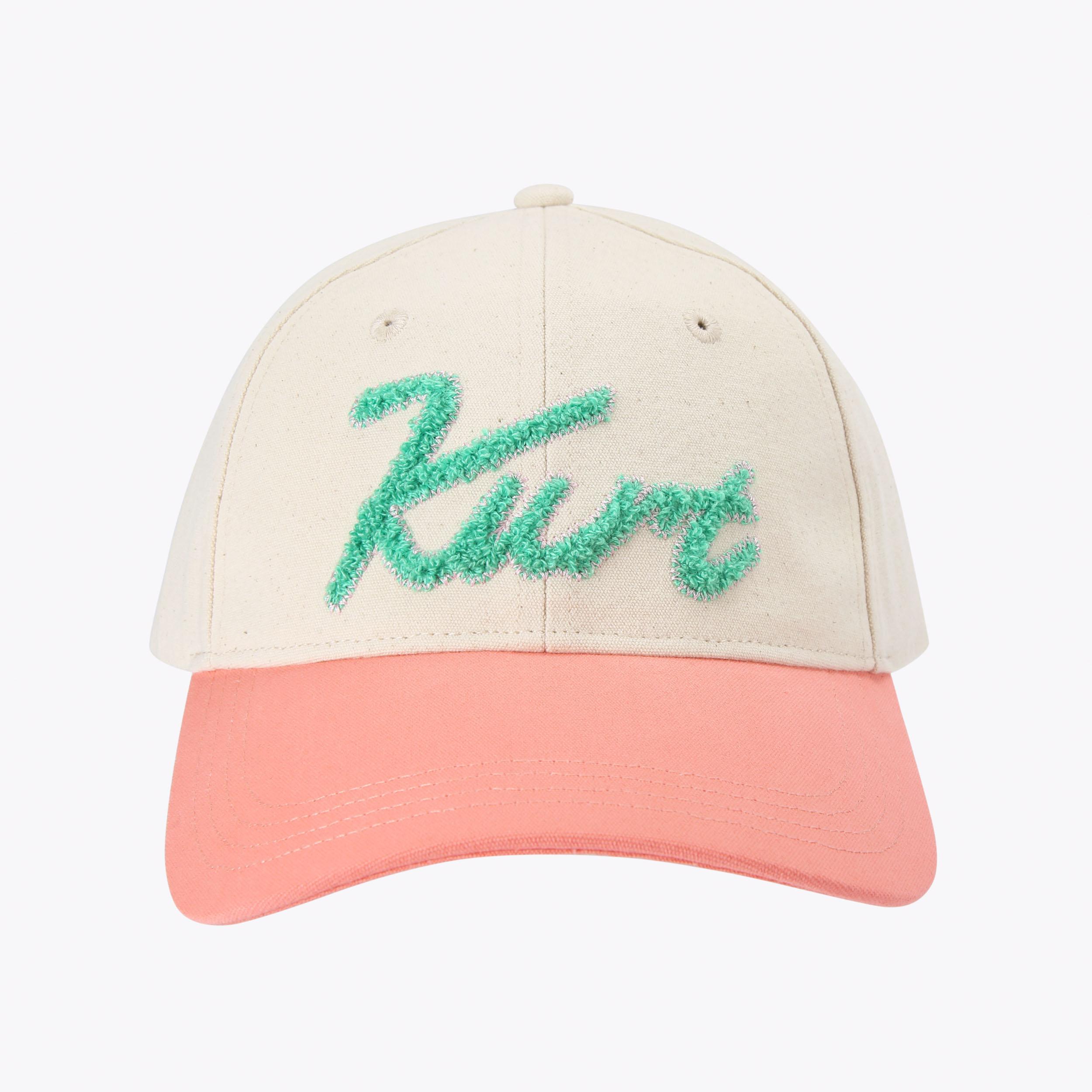 KURT EMBROIDERED CAP Salmon Pink Cap by Kurt Geiger London