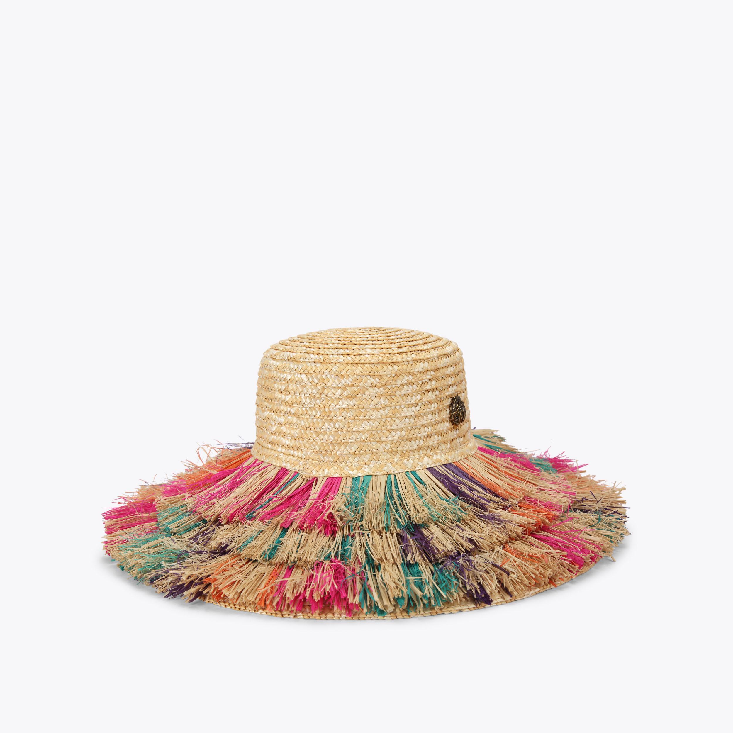 RAFFIA WIDE BRIM HAT Beige Raffia Wide Brim by Kurt Geiger London