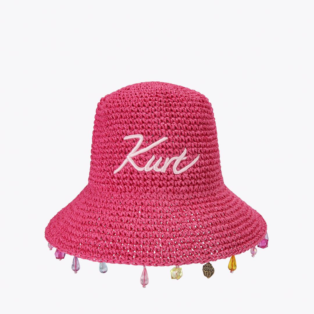 KURT RAFFIA BUCKET HAT Fuchsia Raffia Bucket Hat by Kurt Geiger London — Kurt Geiger London