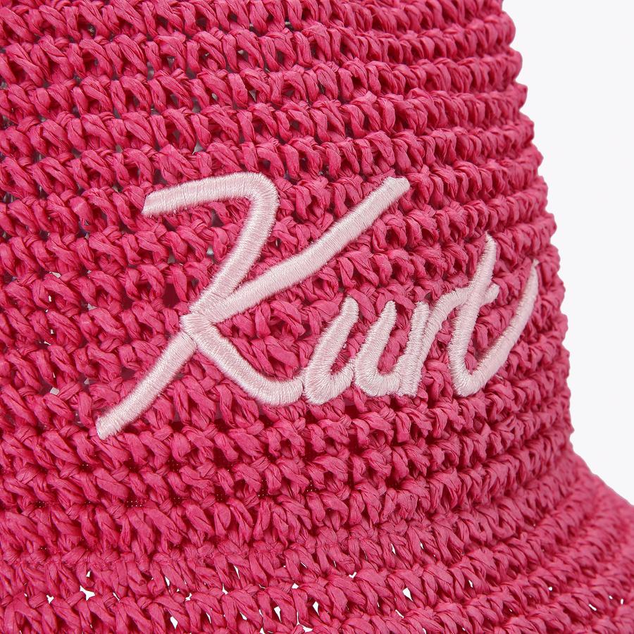 KURT RAFFIA BUCKET HAT Fuchsia Raffia Bucket Hat by Kurt  display picture 3