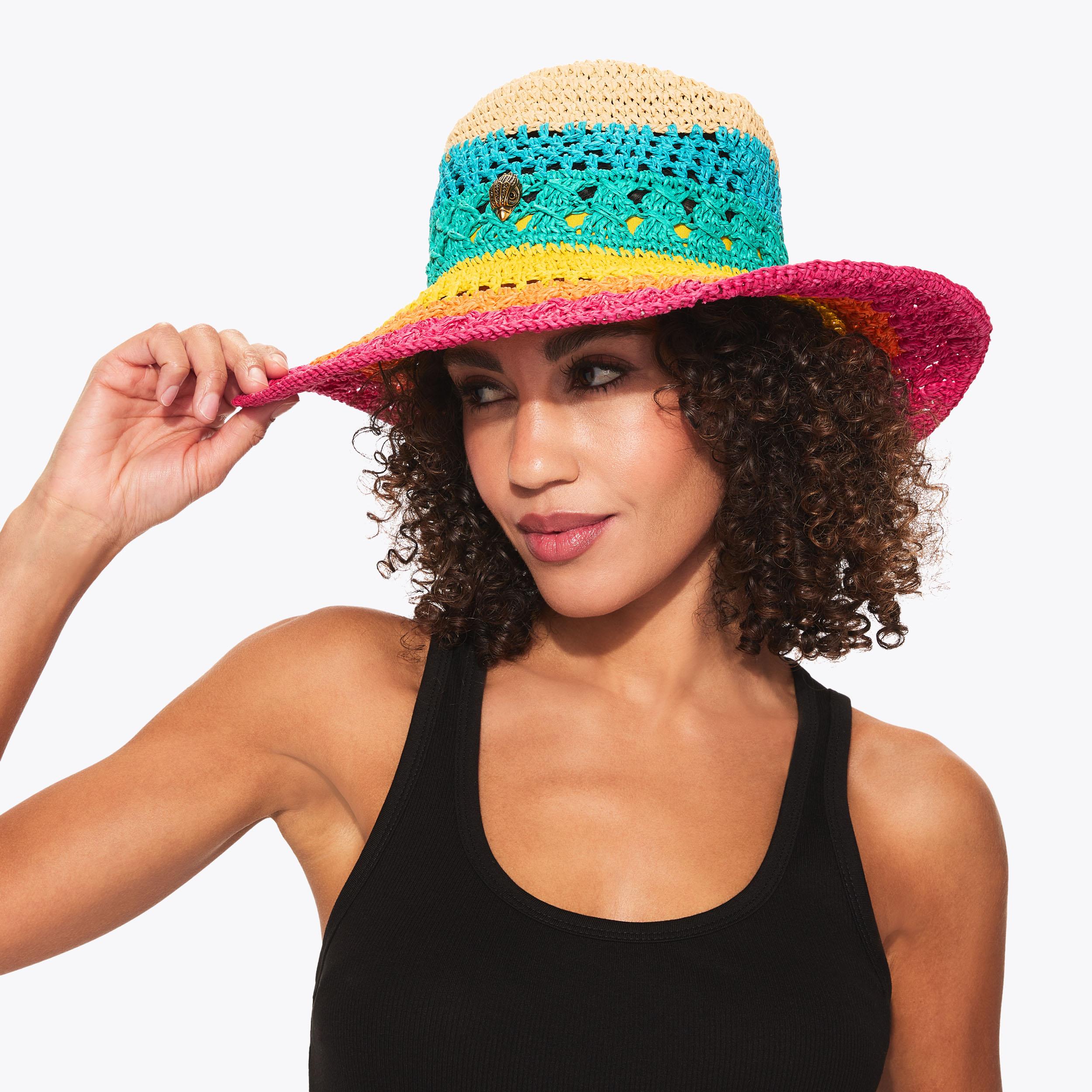 RAINBOW FEDORA Rainbow Stripe Fedora Hat by Kurt Geiger London display picture 3
