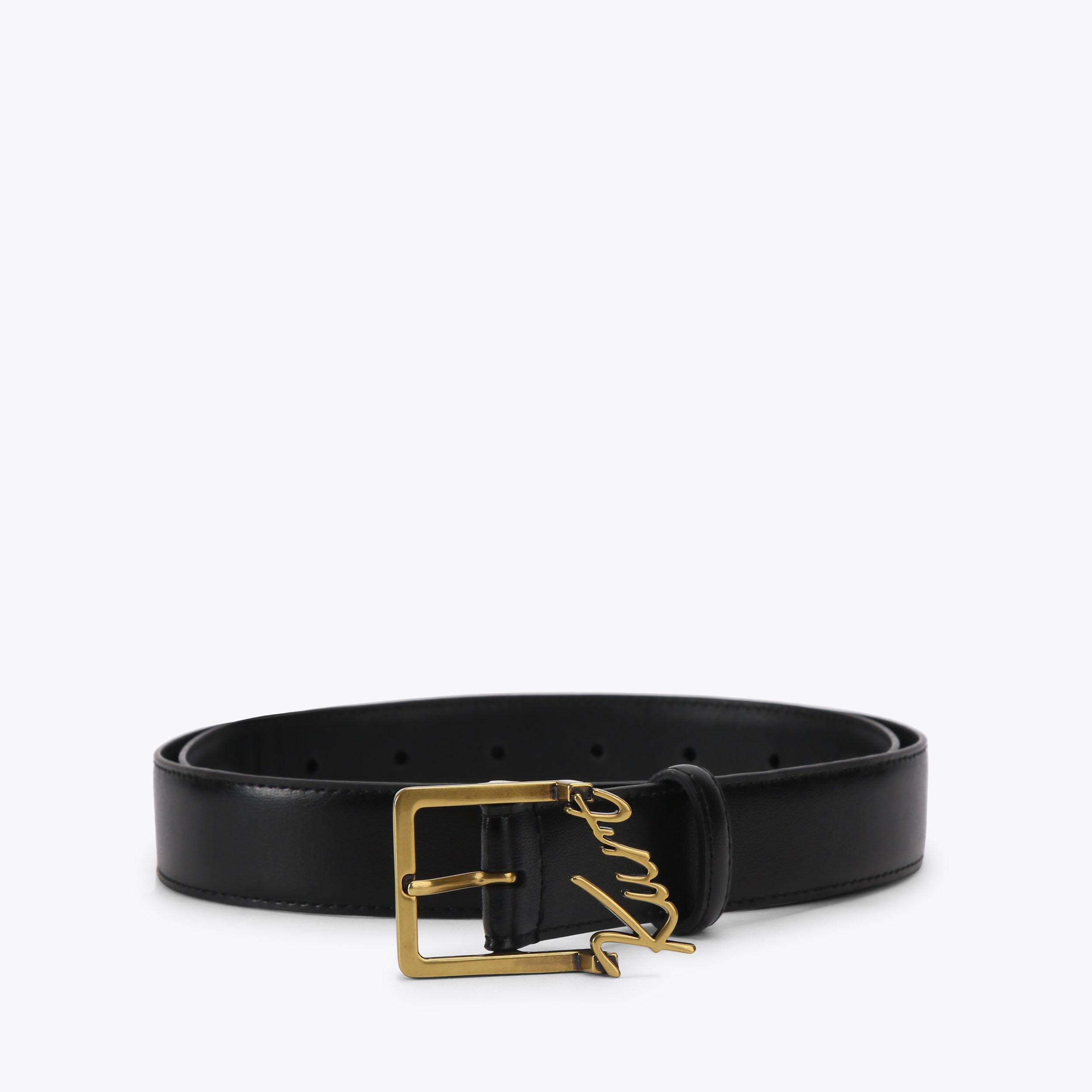 KURT 30 BELT Black Leather Cursive Belt by Kurt Geiger London