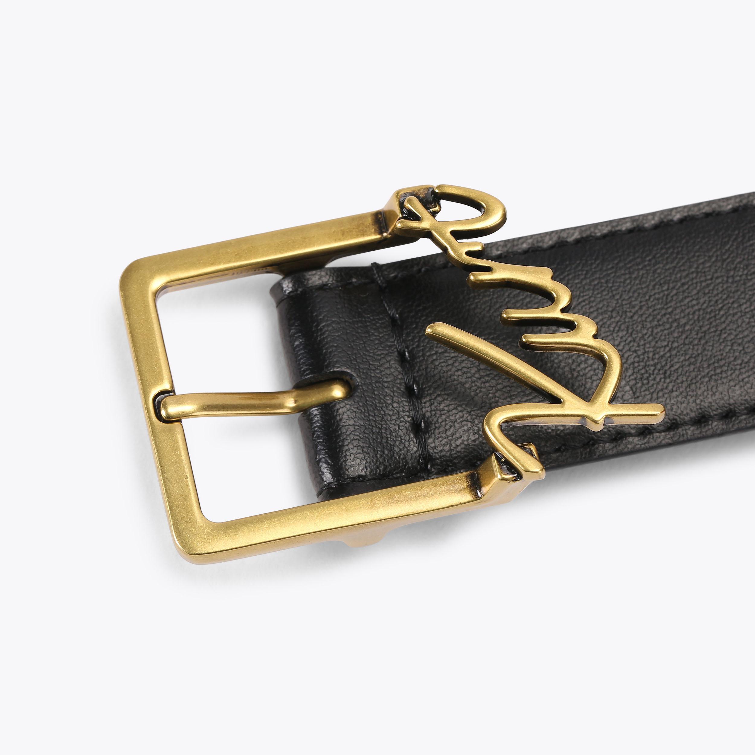 KURT 30 BELT Black Leather Cursive Belt by Kurt Geiger London