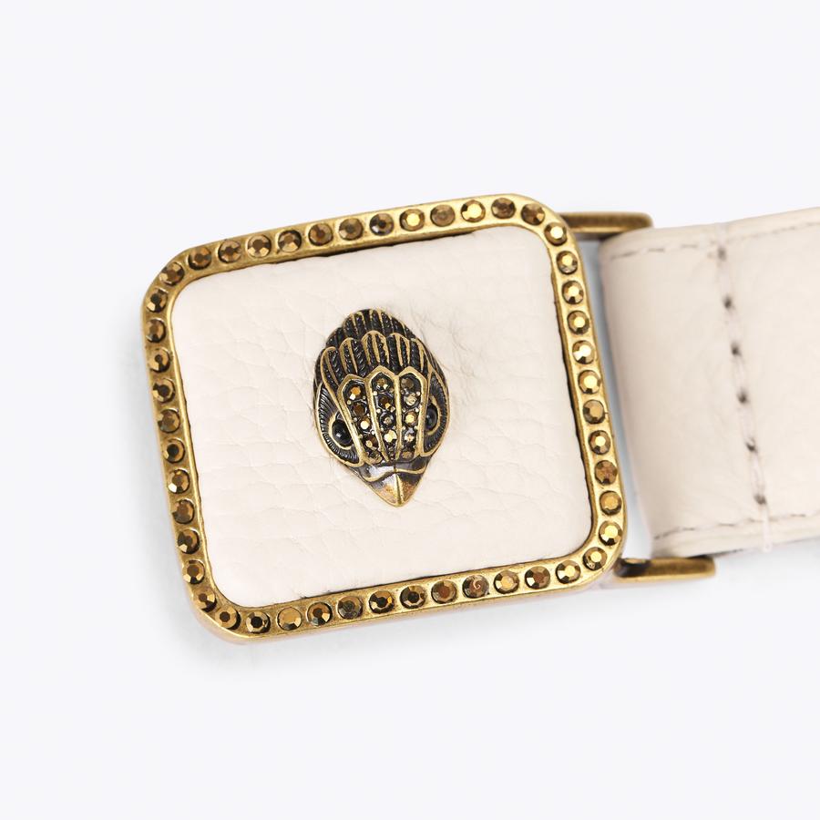 NWT Kurt Geiger White Slim Leather Belt with Gold Buckle M/l 42 inches total PIMLICO 30 BELT Bone Leather Belt by Kurt Geiger London main image 2