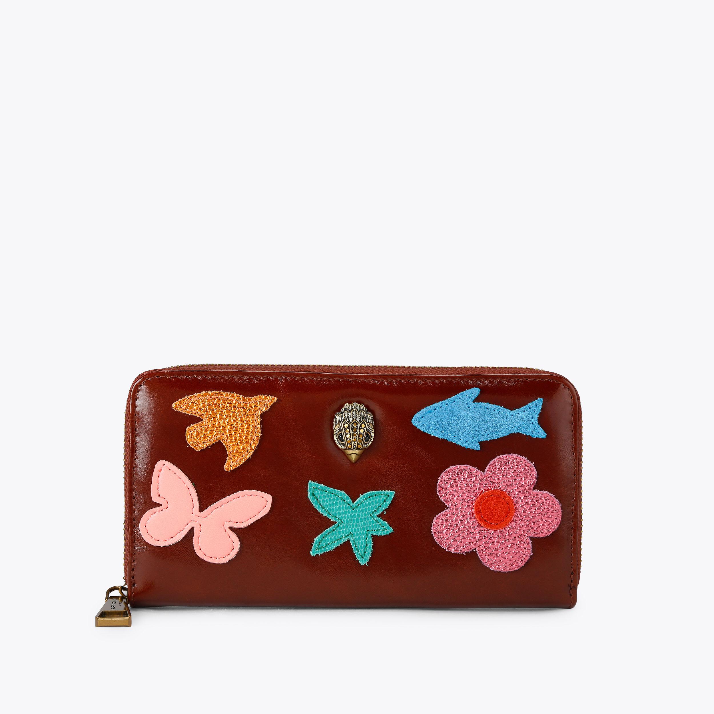 KENSINGTON ZIP AROUND W Brown Patched Zip around Wallet by Kurt