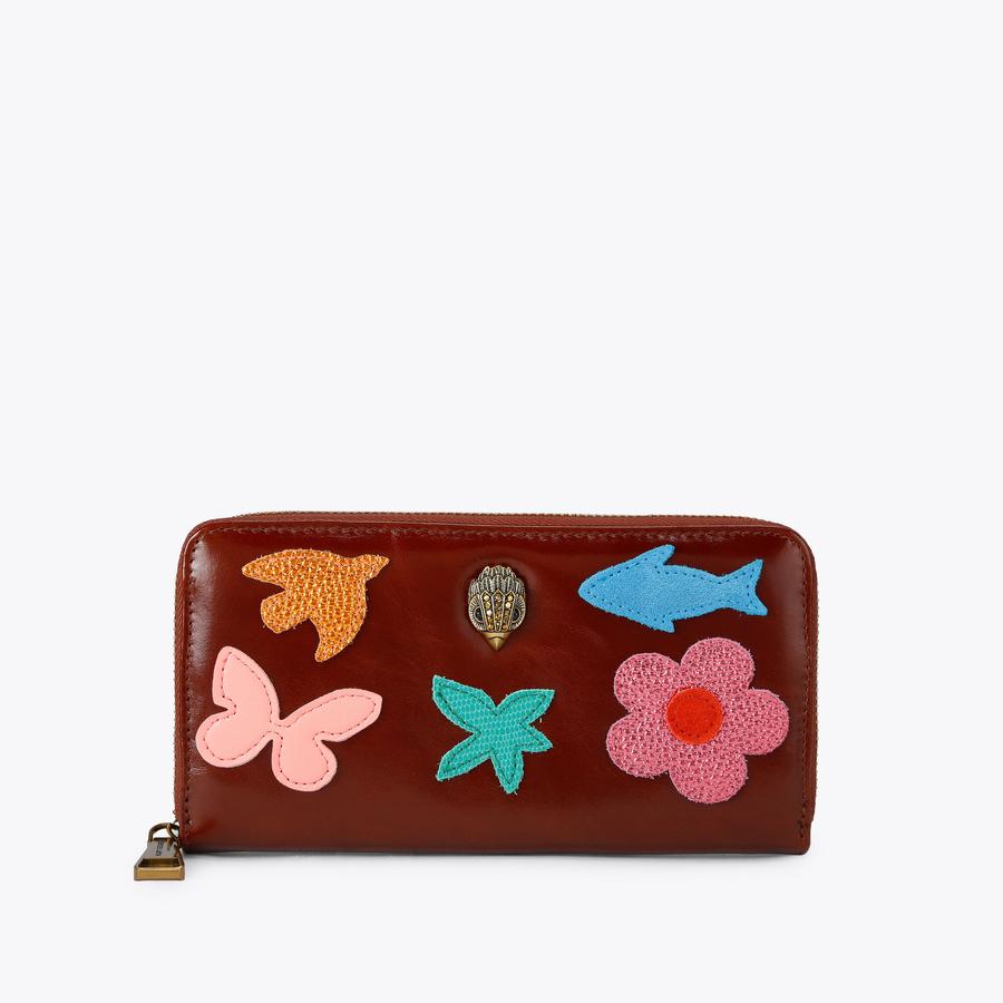 KENSINGTON ZIP AROUND W Brown Patched Zip around Wallet by Kurt