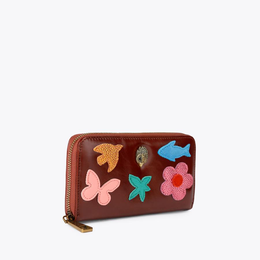 KENSINGTON ZIP AROUND W Brown Patched Zip around Wallet by Kurt