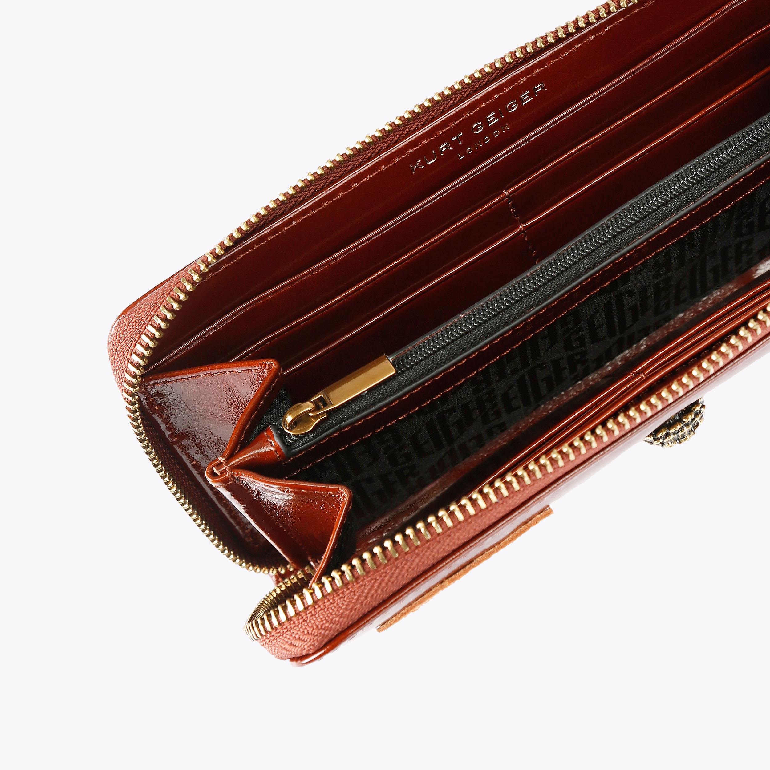 KENSINGTON ZIP AROUND W Brown Patched Zip around Wallet by Kurt
