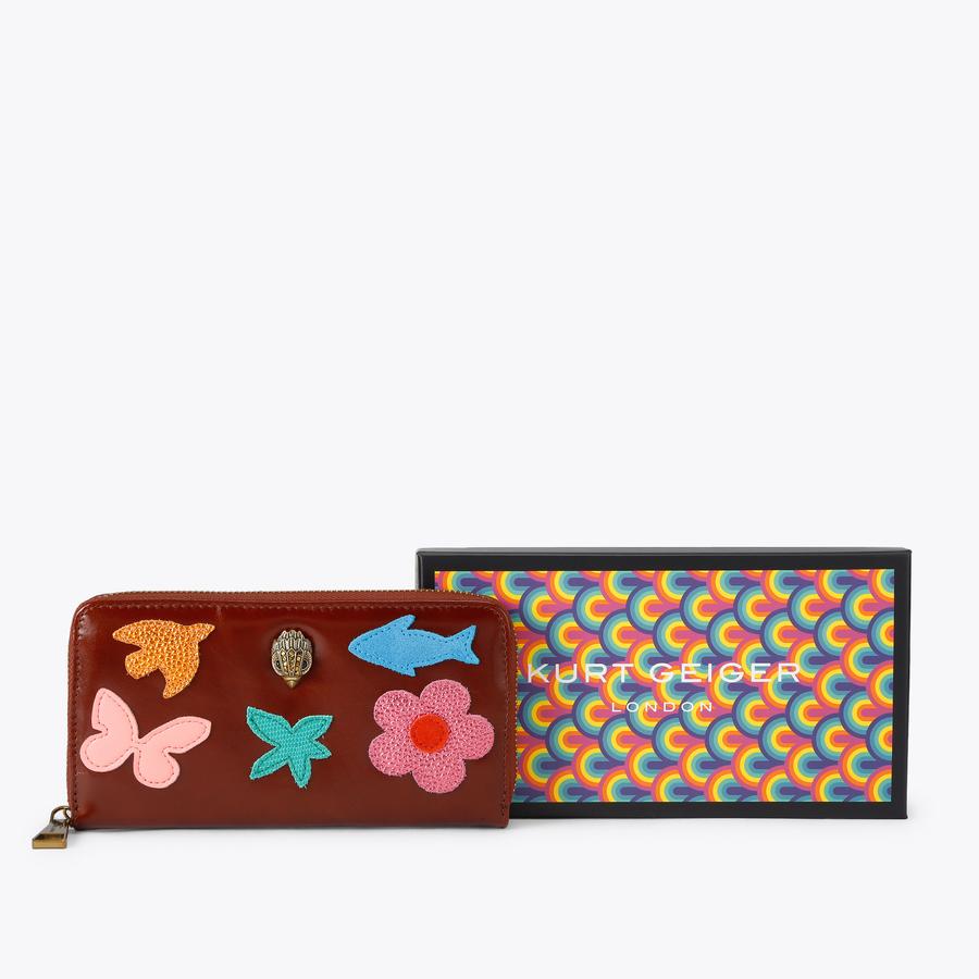 KENSINGTON ZIP AROUND W Brown Patched Zip around Wallet by Kurt