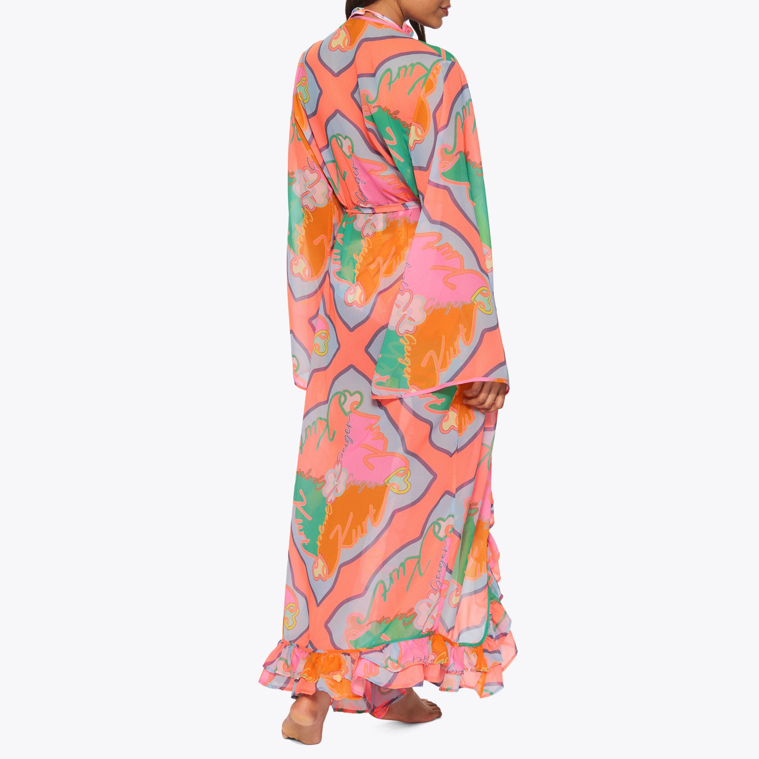 PRINTED RUFFLE ROBE Printed Branded Robe by Kurt Geiger London