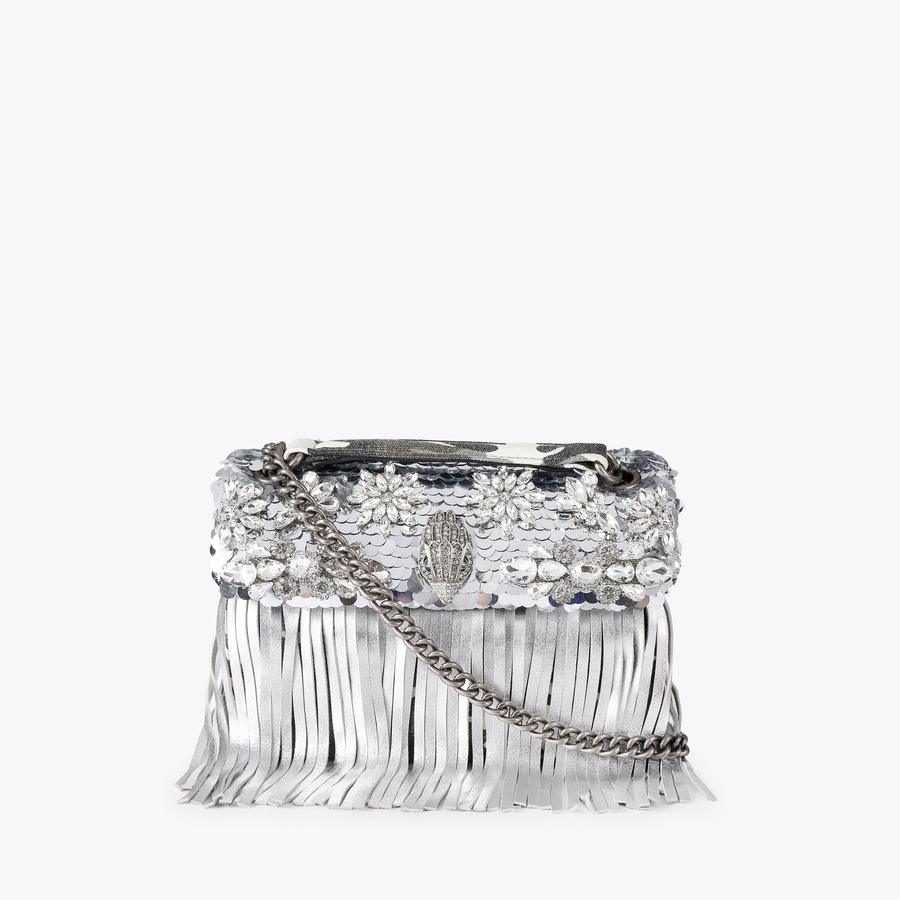 MD KENSINGTON FRINGE Silver Sequin Crystal Shoulder Bag by Kurt