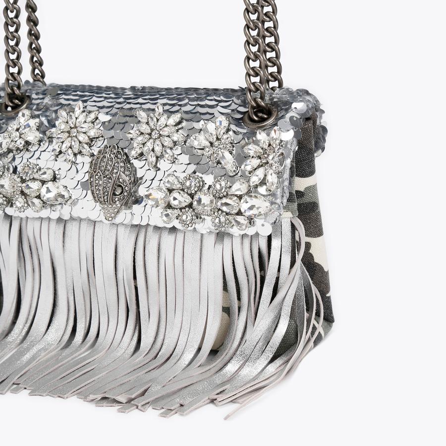 MD KENSINGTON FRINGE Silver Sequin Crystal Shoulder Bag by Kurt