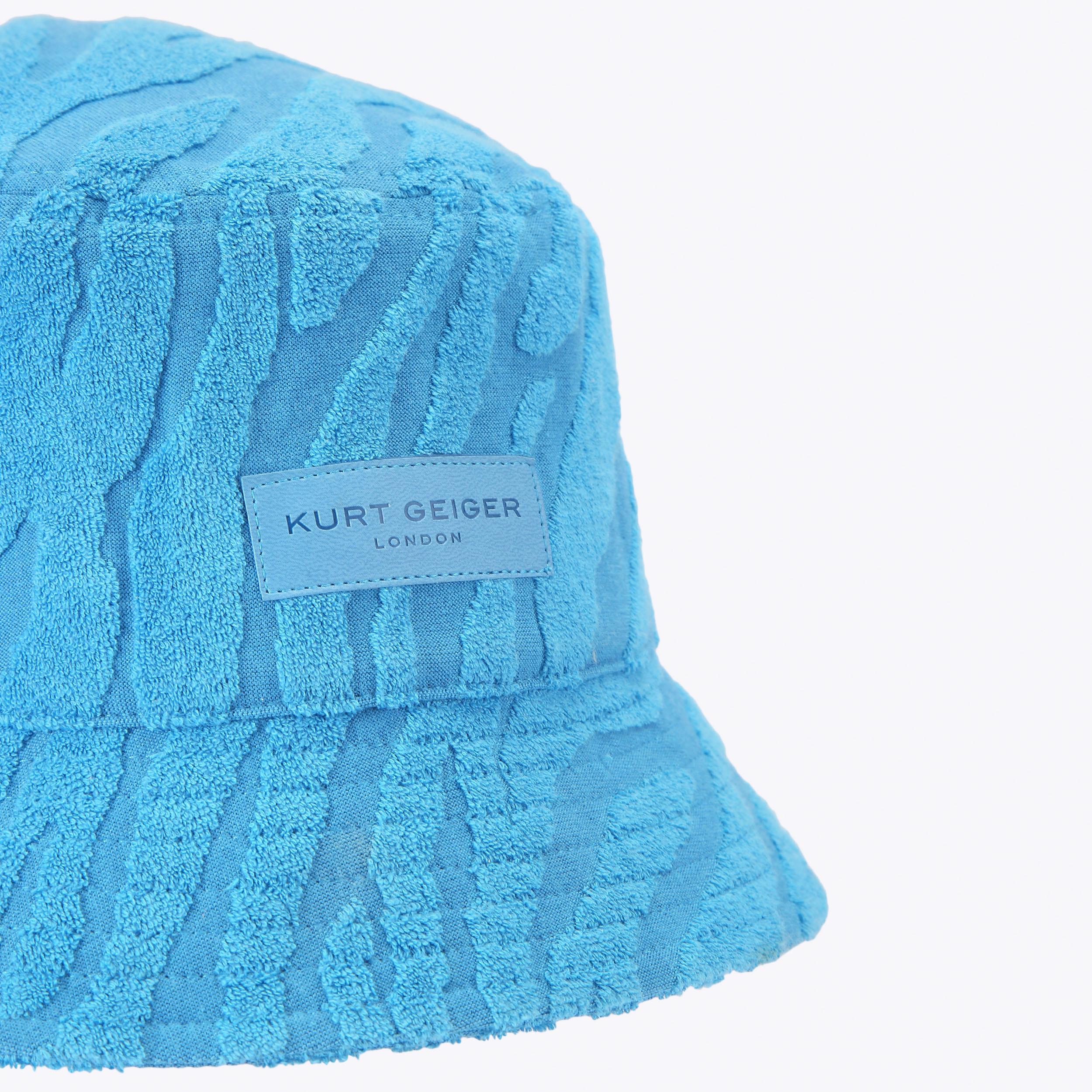 MENS BUCKET HAT Blue Towelling Bucket Hat by Kurt Geiger London
