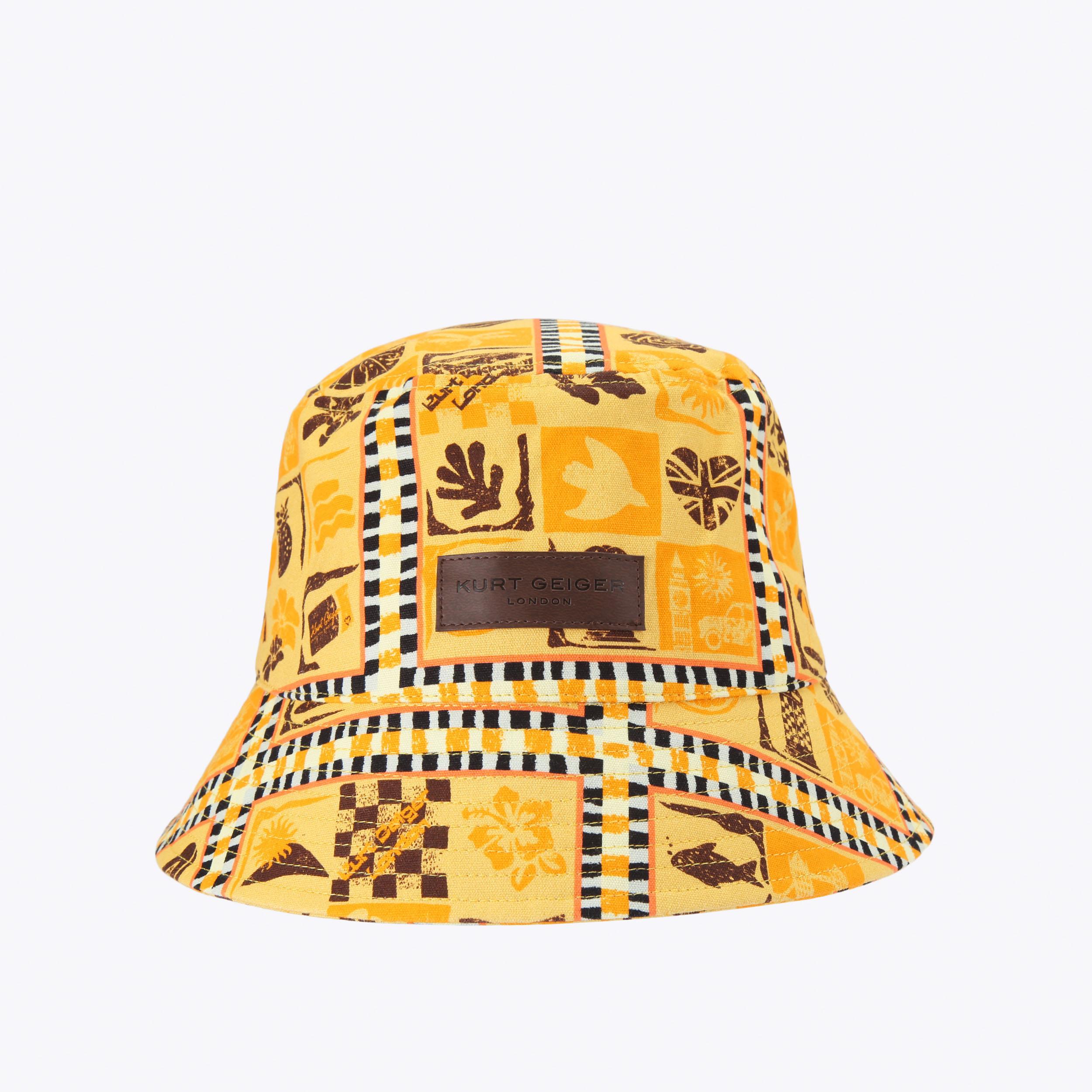 MENS BUCKET HAT Yellow Terry Towelling Bucket Hat by Kurt Geiger