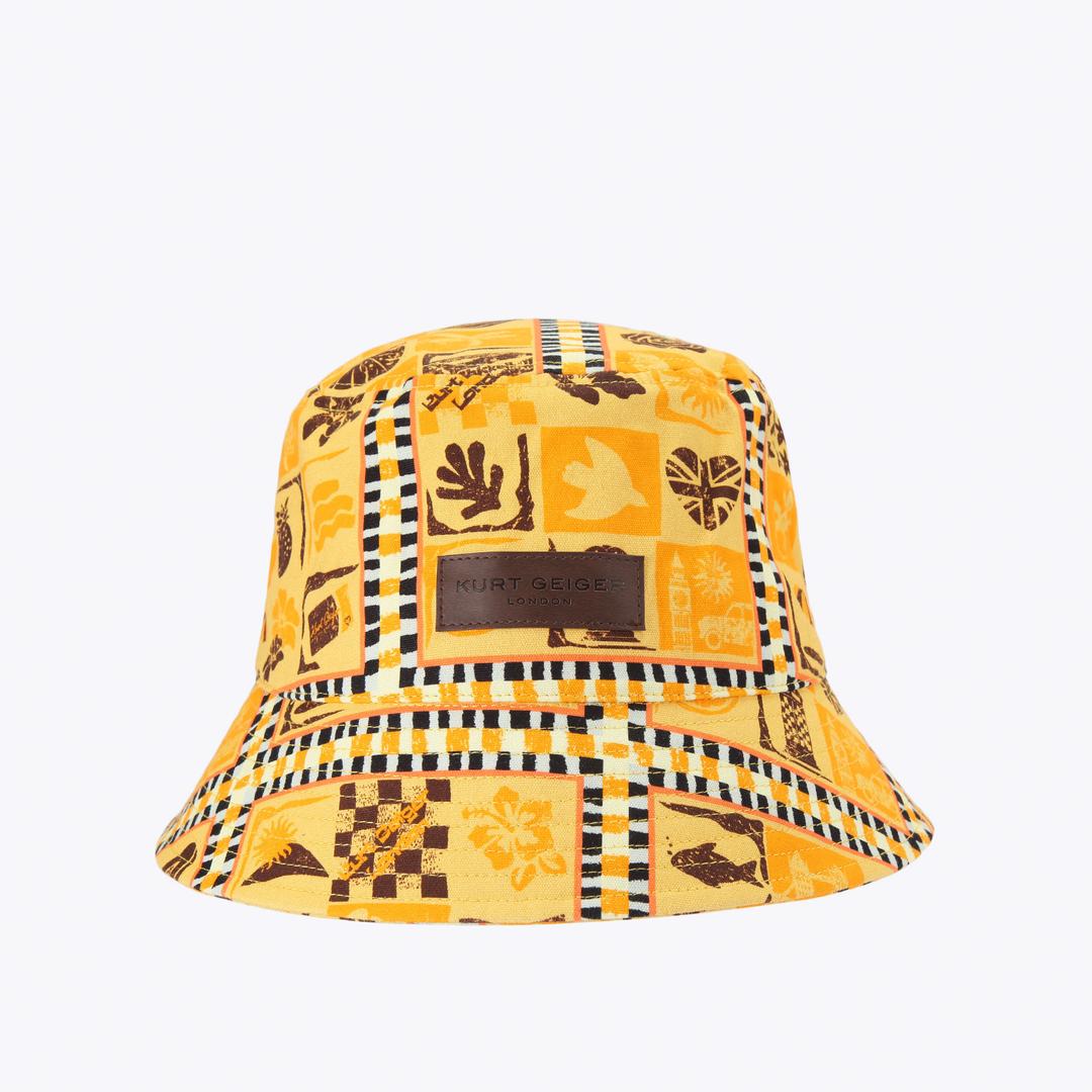 MENS BUCKET HAT Yellow Terry Towelling Bucket Hat by Kurt Geiger London — Kurt Geiger London