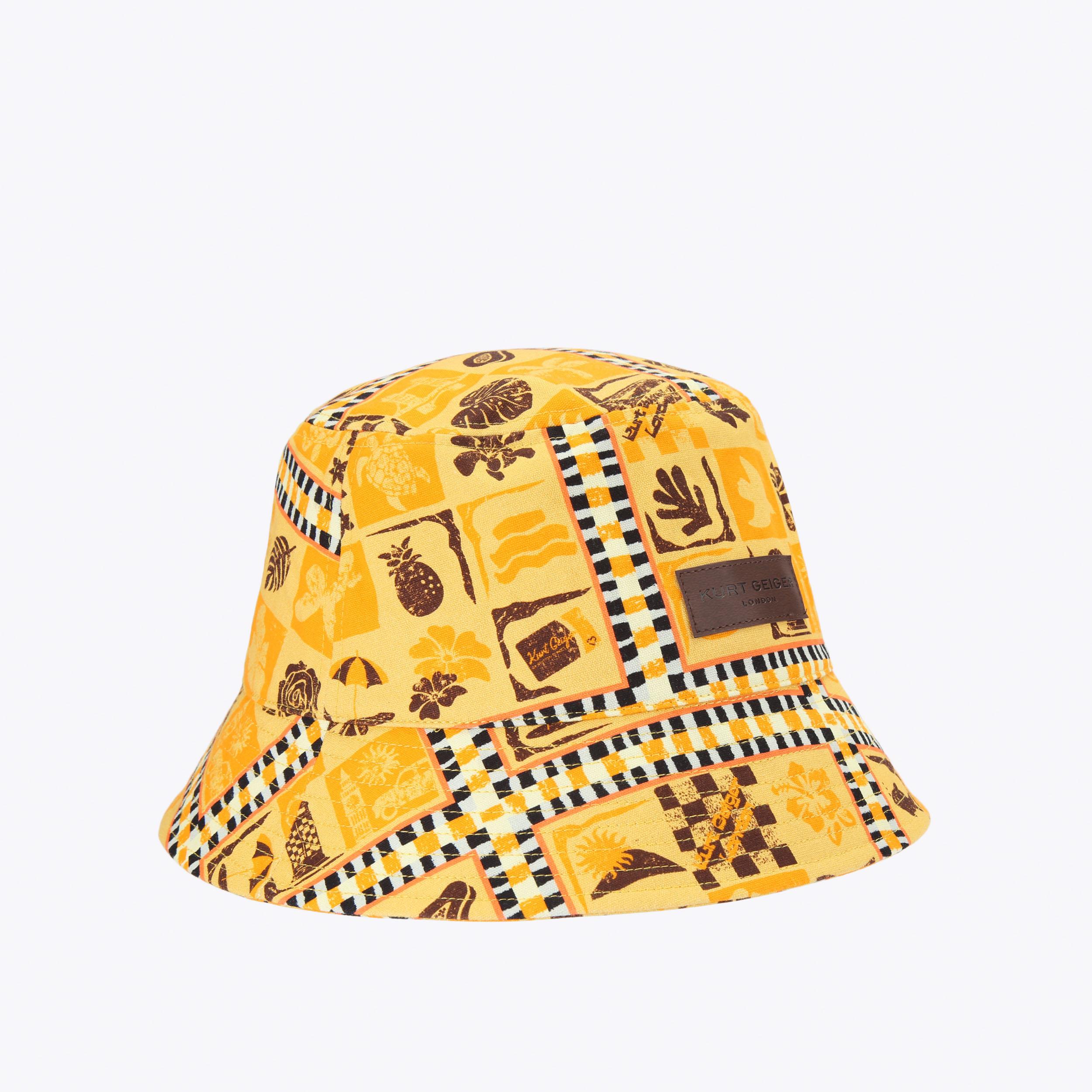MENS BUCKET HAT Yellow Terry Towelling Bucket Hat by Kurt Geiger
