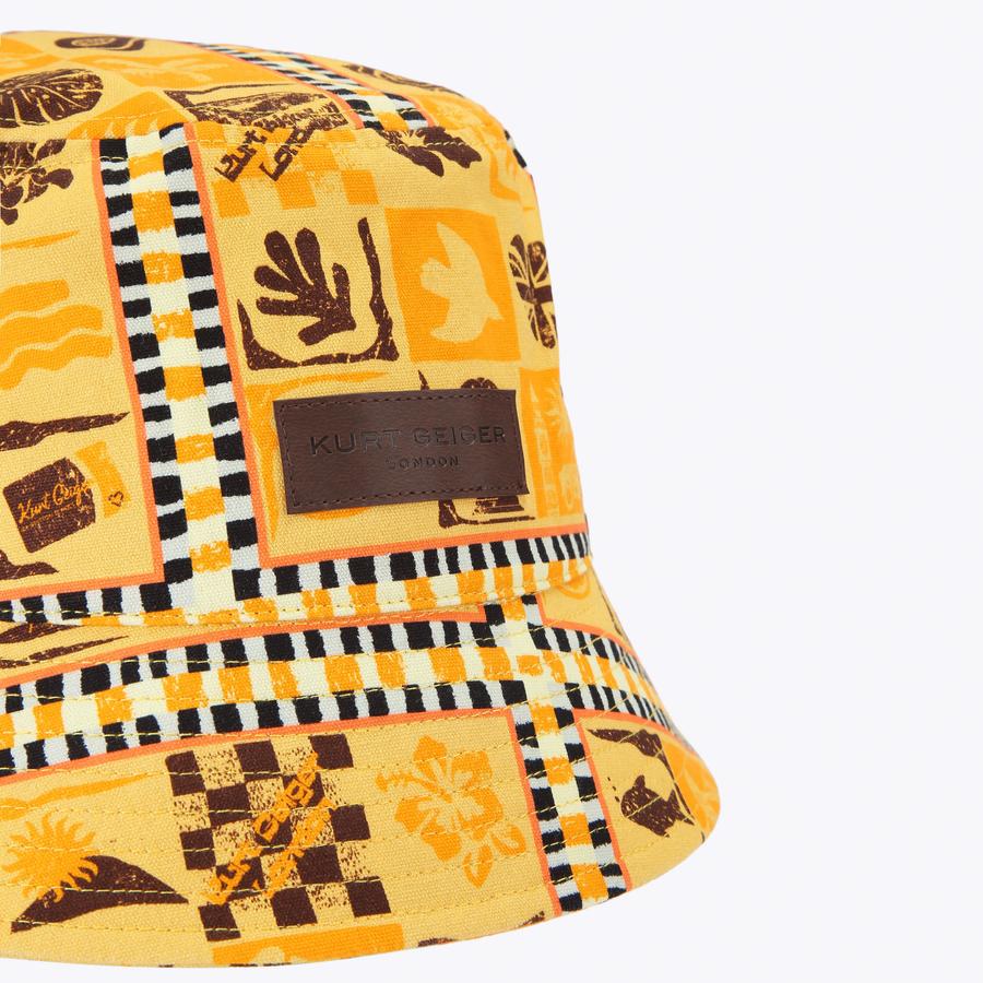 MENS BUCKET HAT Yellow Terry Towelling Bucket Hat by Kurt Geiger
