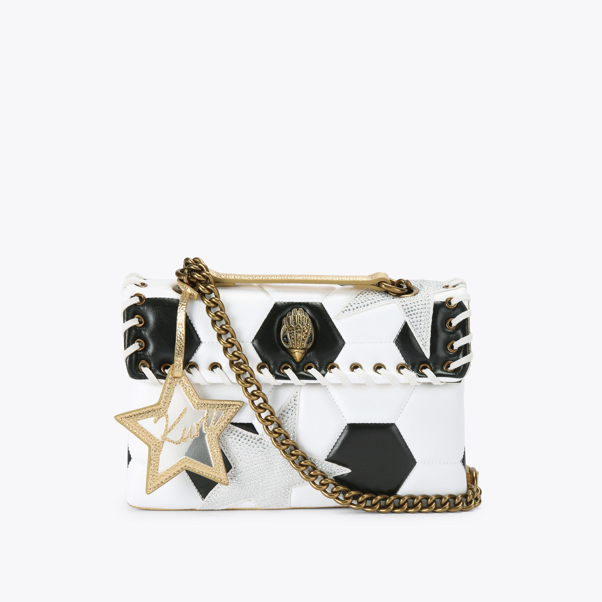 KENSINGTON FOOTY BAG White Black Leather Shoulder Bag by Kurt