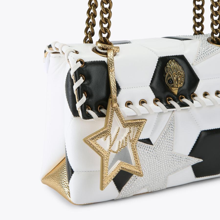 KENSINGTON FOOTY BAG White Black Leather Shoulder Bag by Kurt