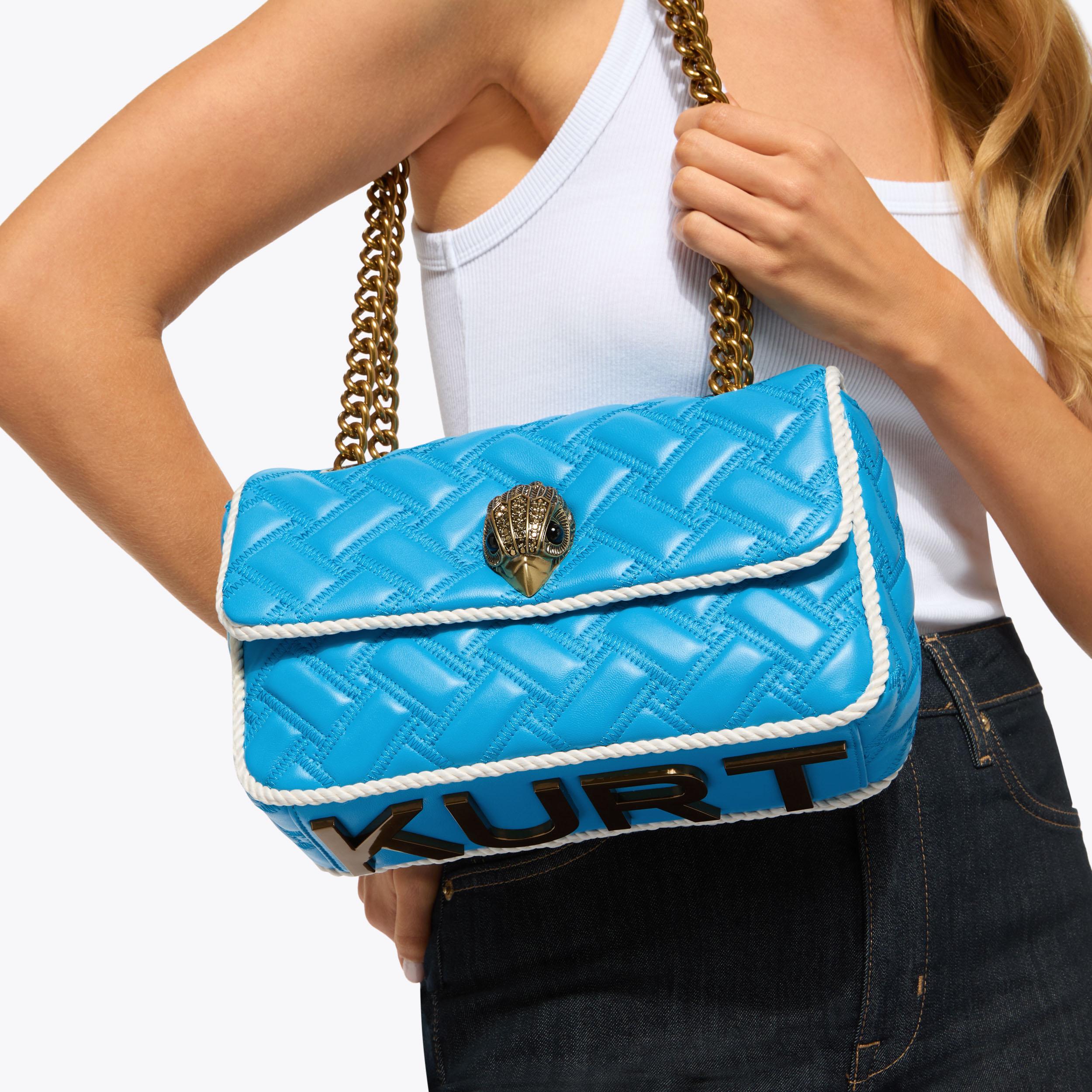 KC KENSINGTON FLAP KURT Blue Leather Cross Body Bag by Kurt Geiger