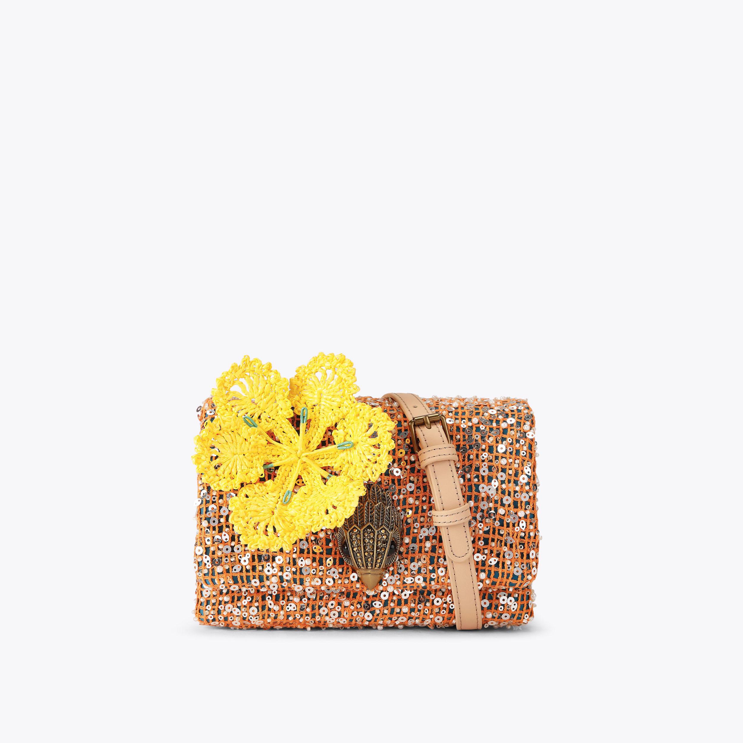 LONG NANO SHOREDITCH Soft Orange Velvet Animal Print Nano Bag by