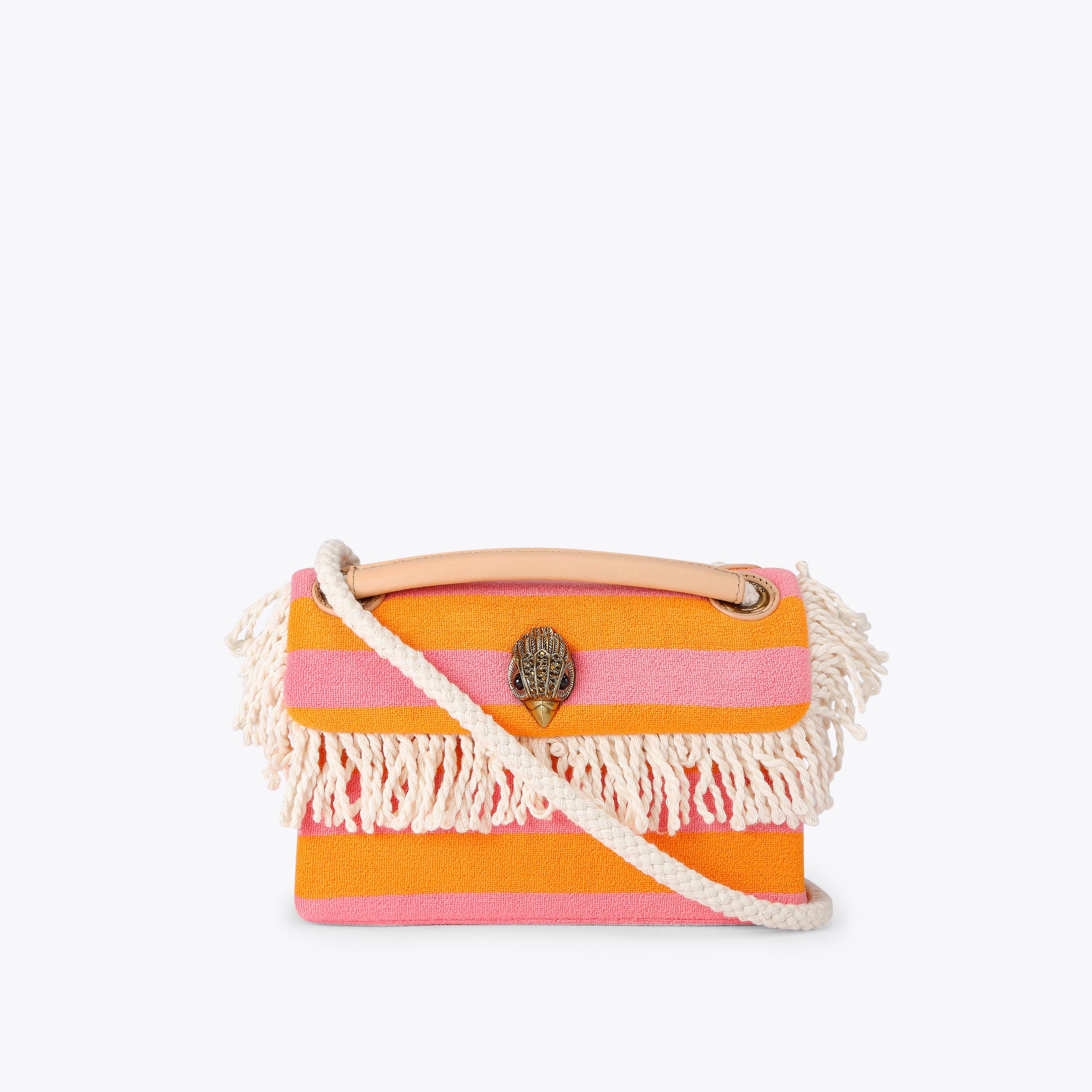KC MINI KENSINGTON FRINGE Orange Pink Terry Towelling Cross Body