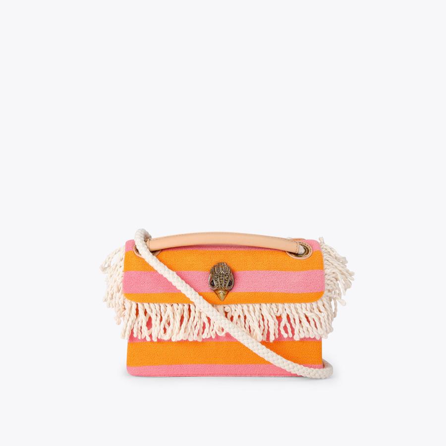 KC MINI KENSINGTON FRINGE Orange Pink Terry Towelling Cross Body