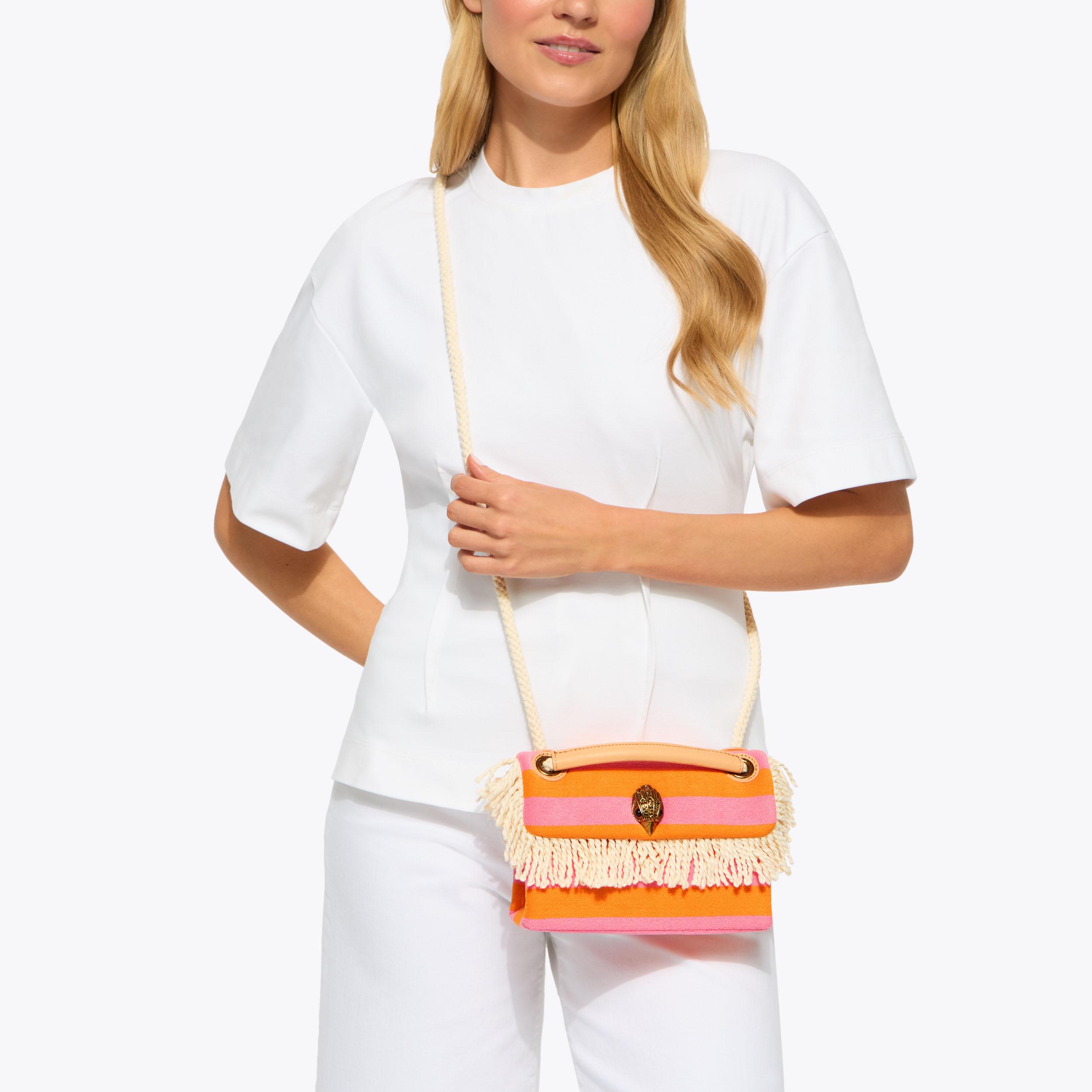 KC MINI KENSINGTON FRINGE Orange Pink Terry Towelling Cross Body