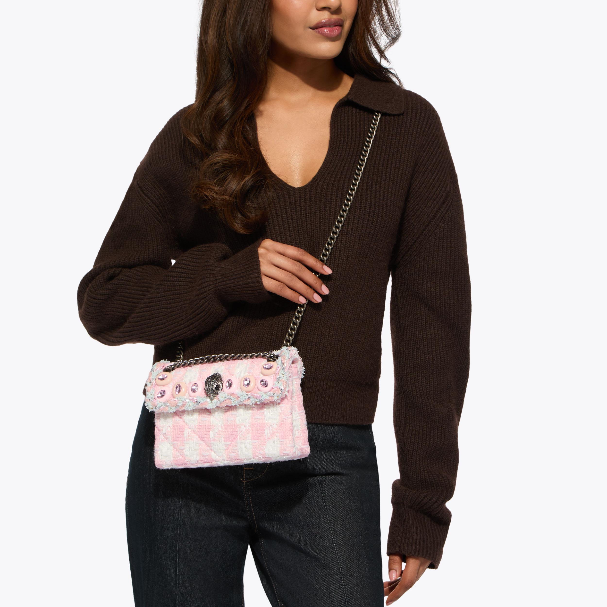 KC MINI KENSINGTON GEMS Pink White Cross Body Bag by Kurt Geiger