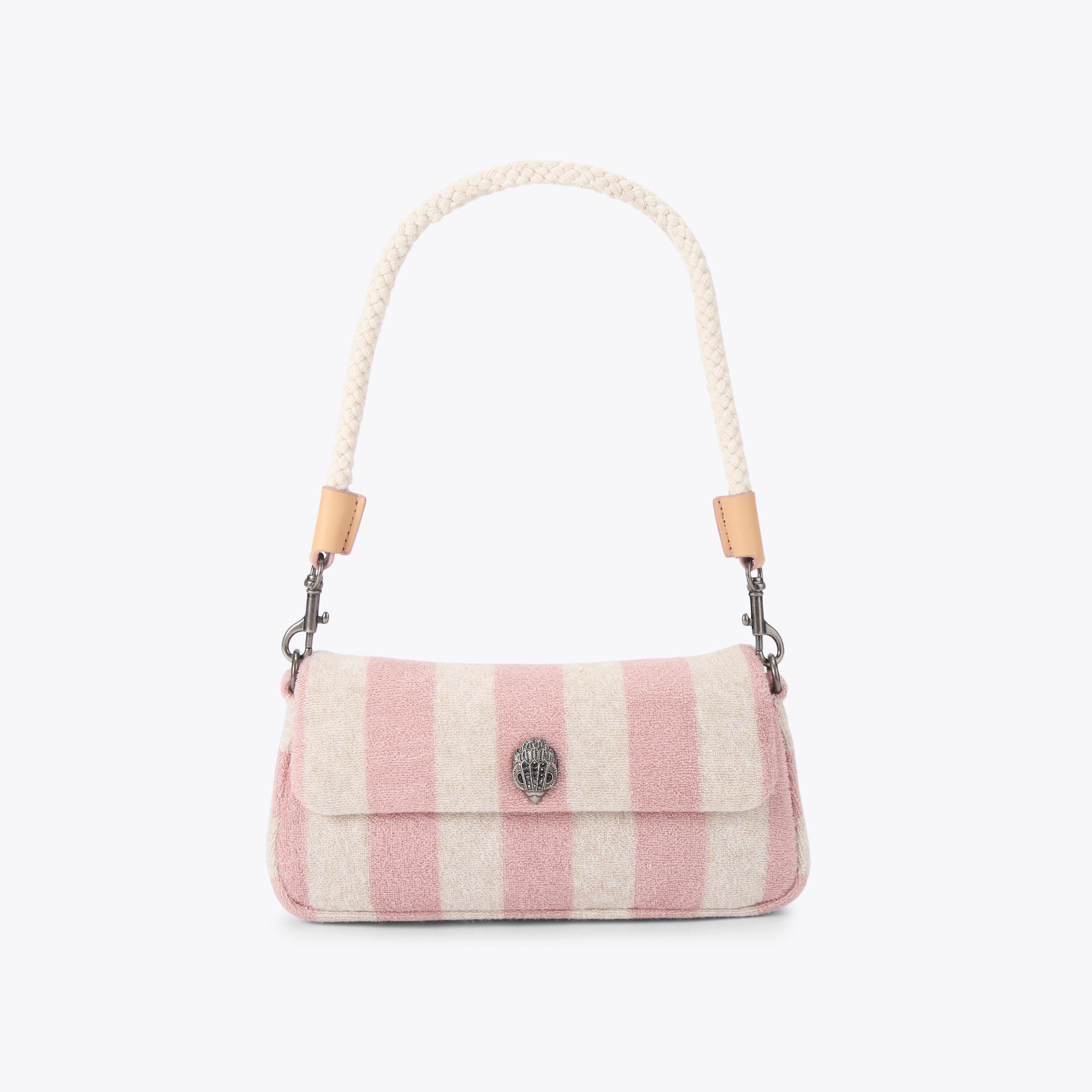 KC PICKLE SHOULDER BAG Pink Striped Shoulder Bag by Kurt Geiger London