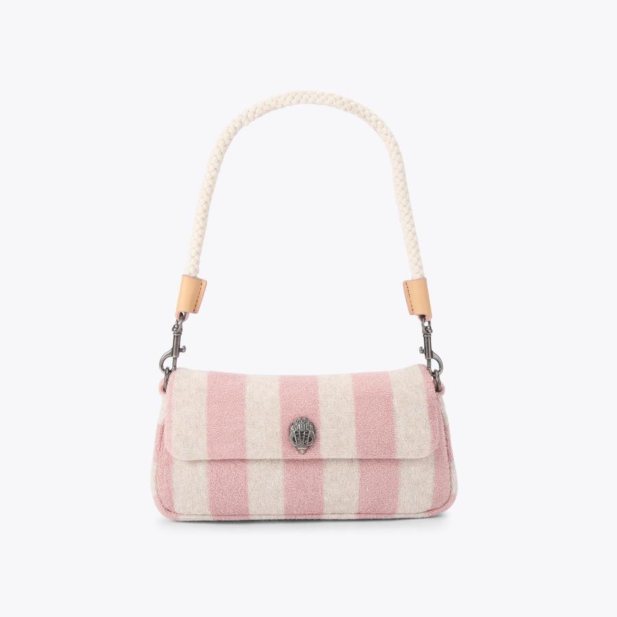 KC PICKLE SHOULDER BAG Pink Striped Shoulder Bag by Kurt Geiger London